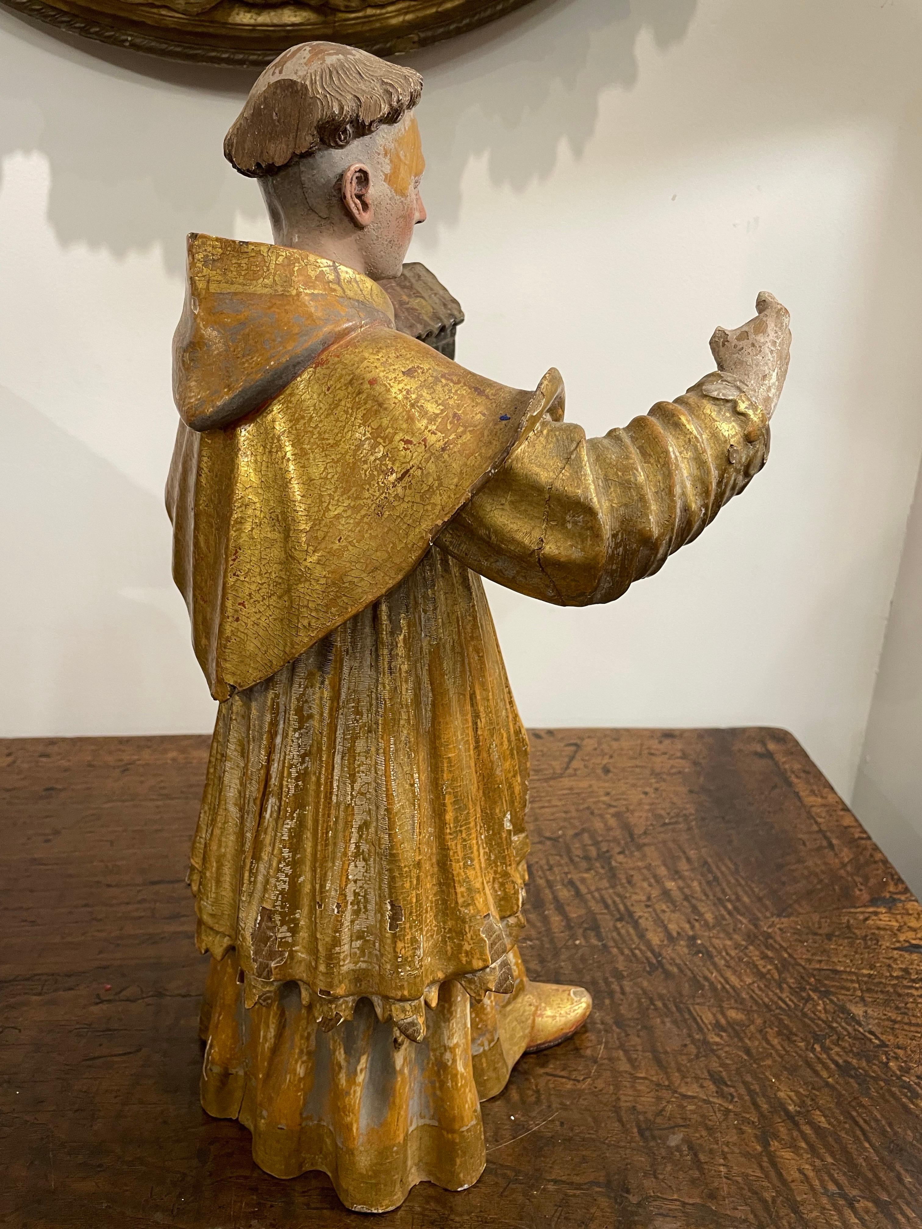 Figura policromada italiana de un santo, siglo XVIII en Bueno estado para la venta en ARMADALE, VIC