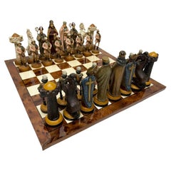 Italian Polychrome Very Large Wooden Chess Set