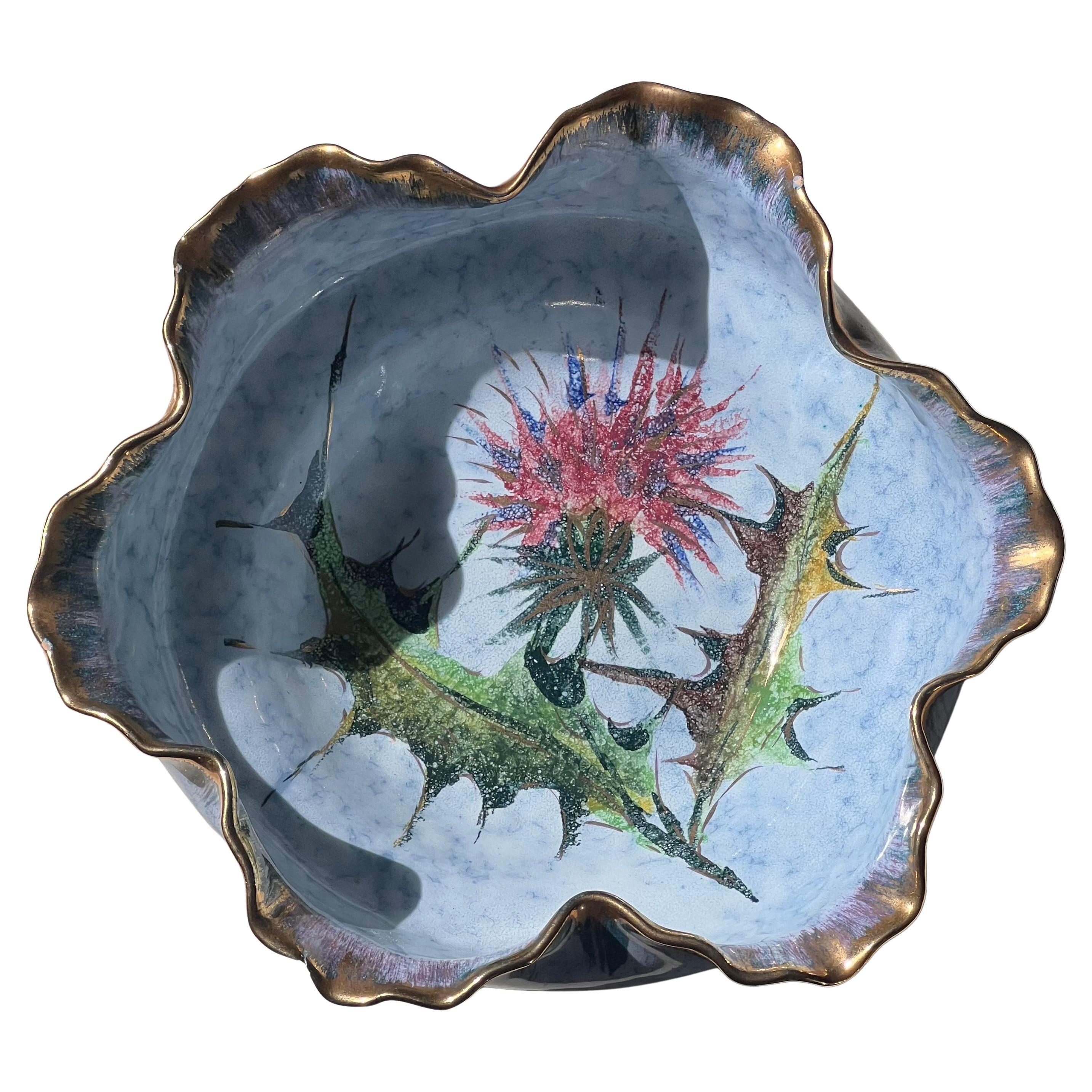 An Italian porcelain fruit bowl or platter with thistle motif, 20th century