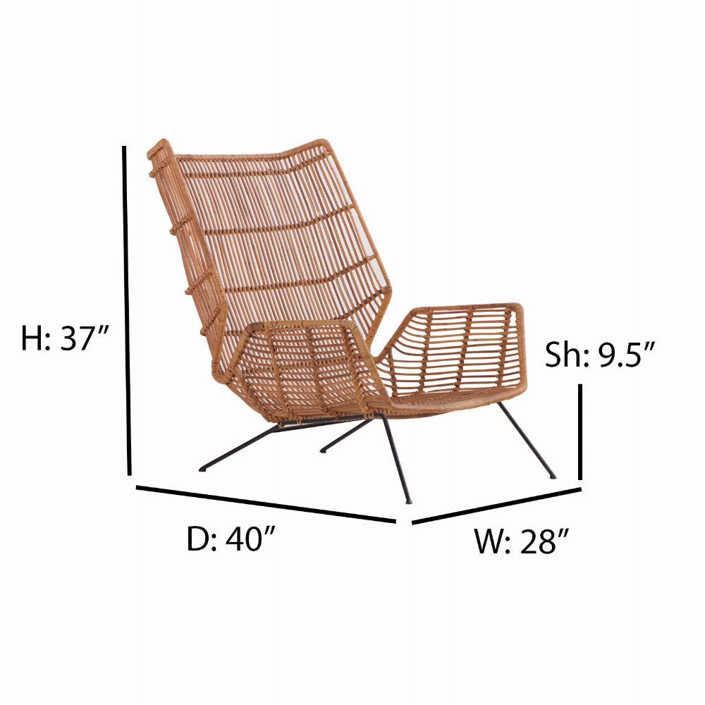 The winged back and seat supported by sleek iron legs makes this chair give off both modern and boho vibes.  