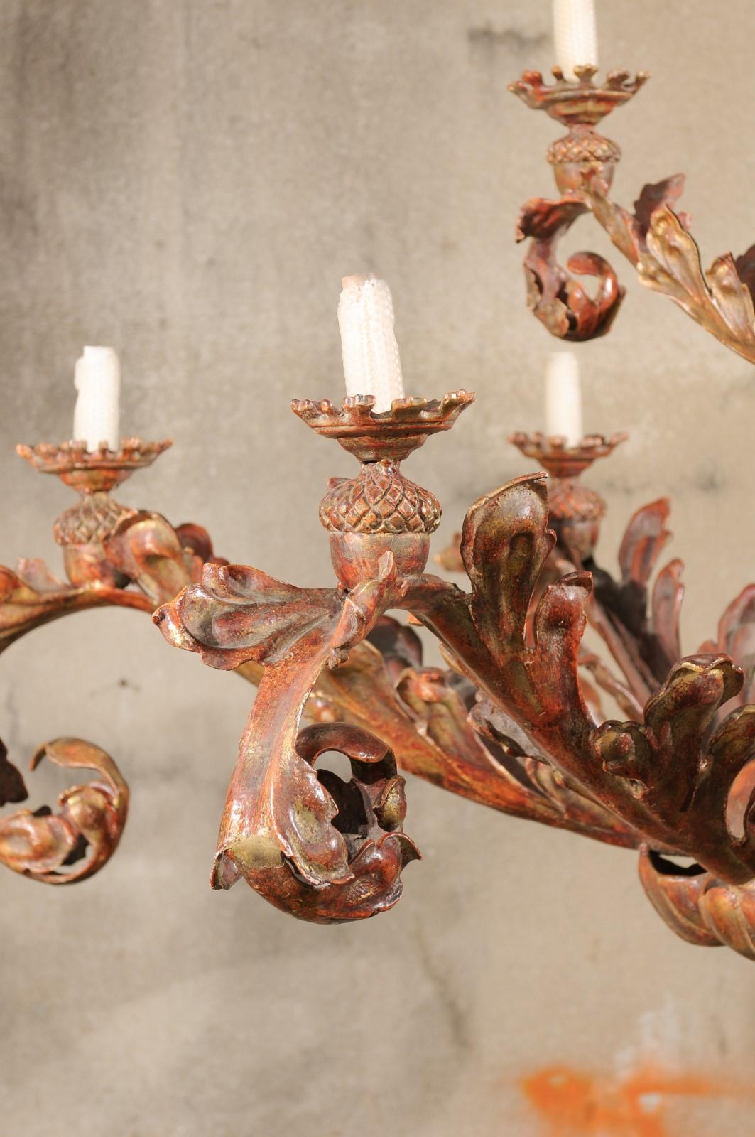 An Italian Renaissance-Style Large-Sized Two-Tiered Painted Iron Chandelier In Good Condition For Sale In Atlanta, GA