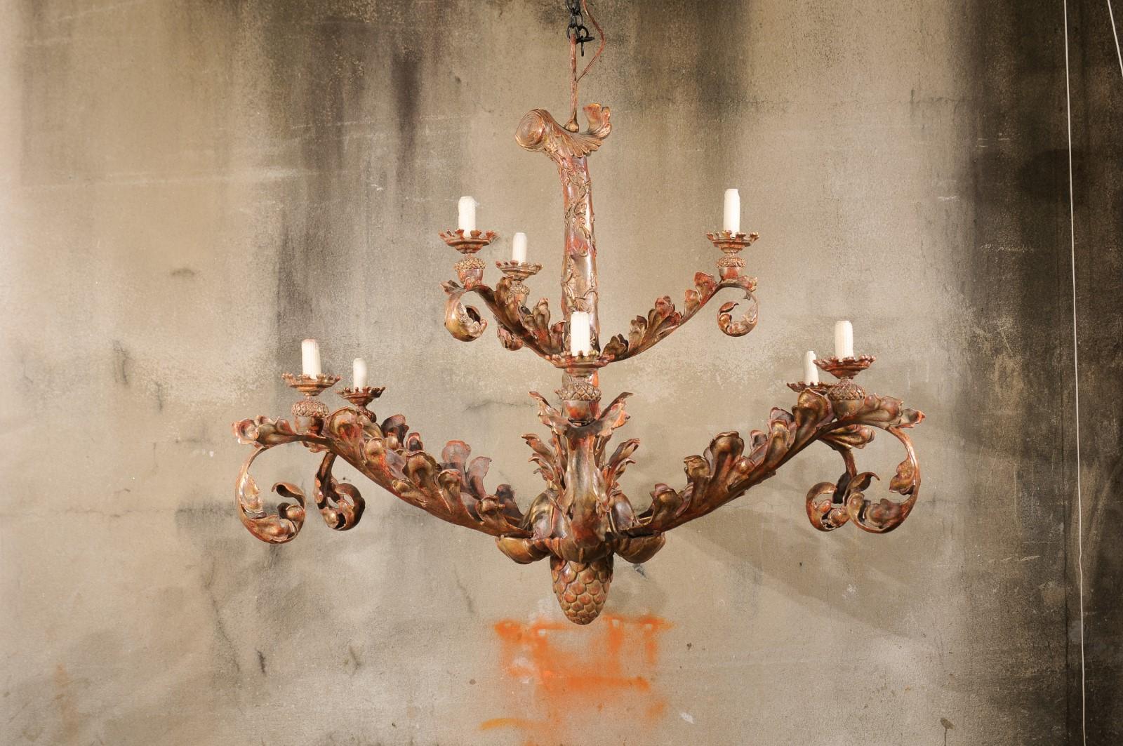 An Italian Renaissance-Style Large-Sized Two-Tiered Painted Iron Chandelier For Sale 3