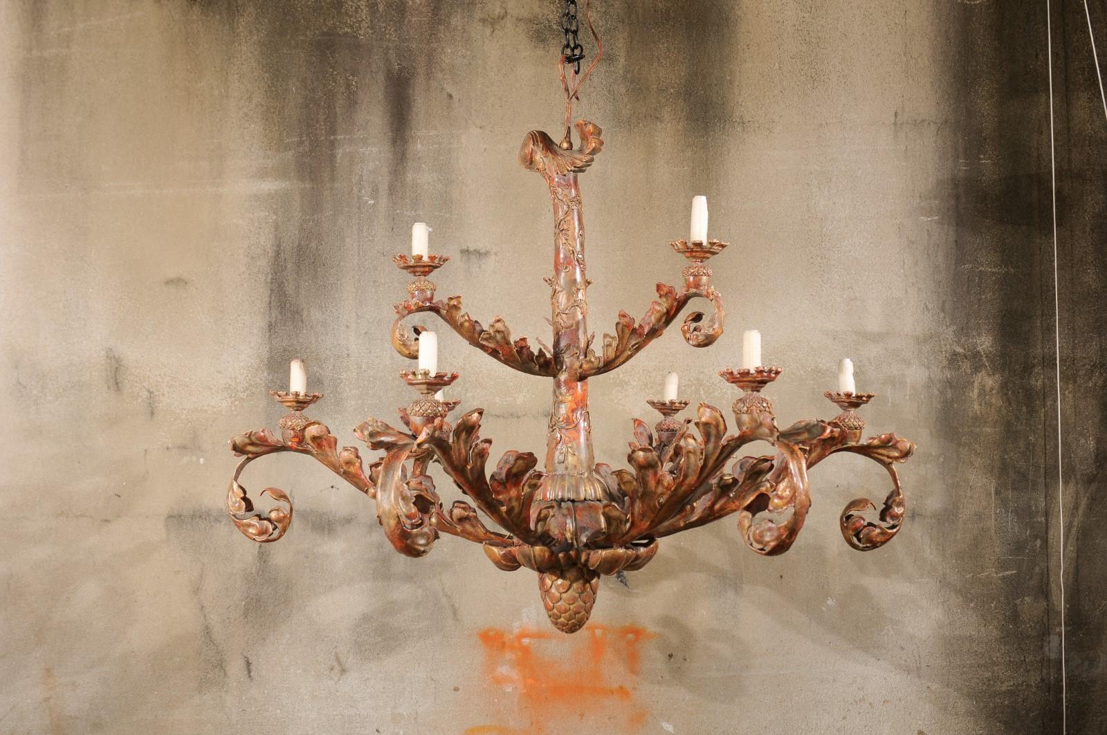 An Italian Renaissance-Style Large-Sized Two-Tiered Painted Iron Chandelier For Sale 4