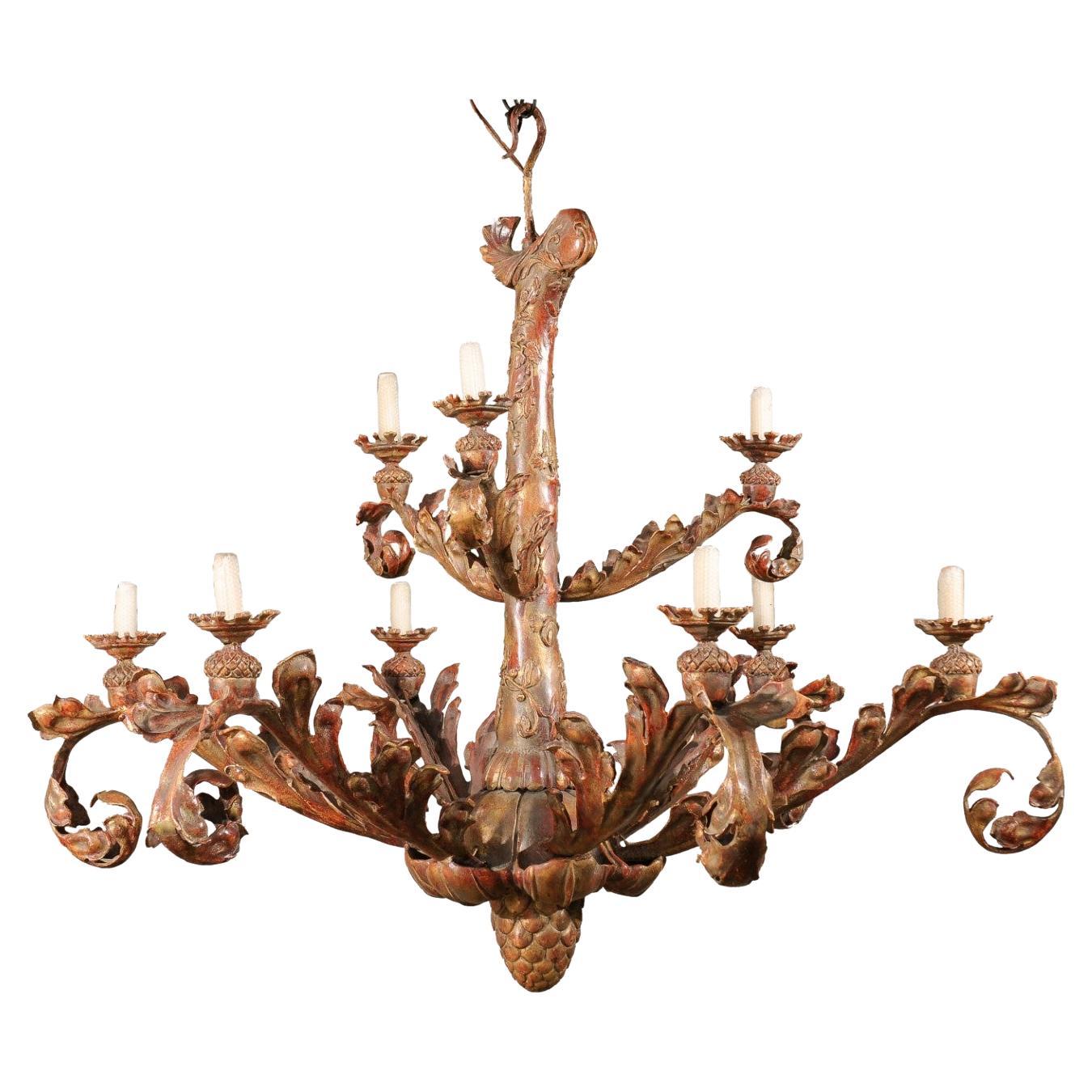 An Italian Renaissance-Style Large-Sized Two-Tiered Painted Iron Chandelier For Sale