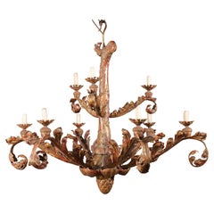 Vintage An Italian Renaissance-Style Large-Sized Two-Tiered Painted Iron Chandelier