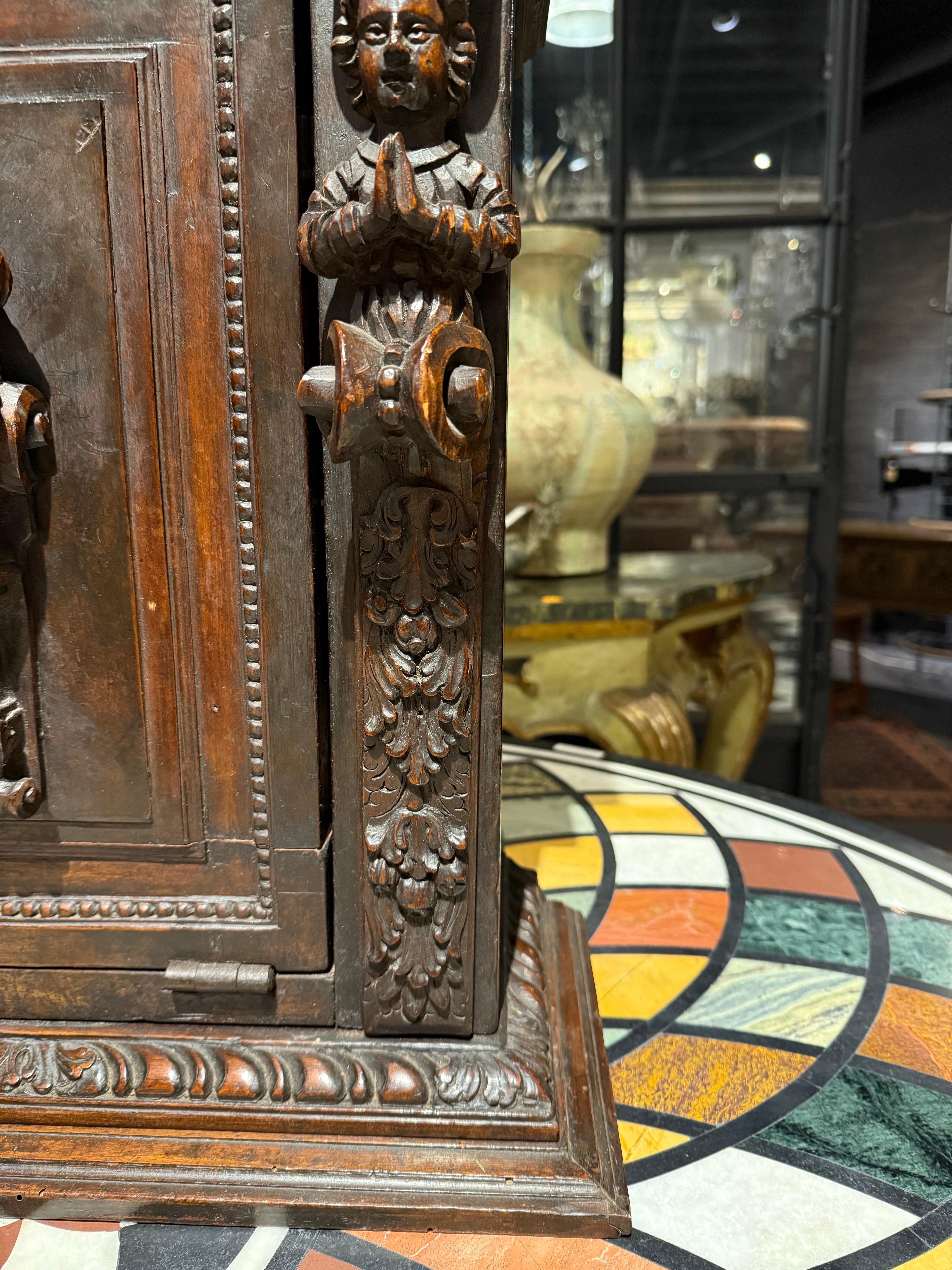 An Italian Renaissance Style Walnut Studiolo Cabinet, 17th Century For Sale 6