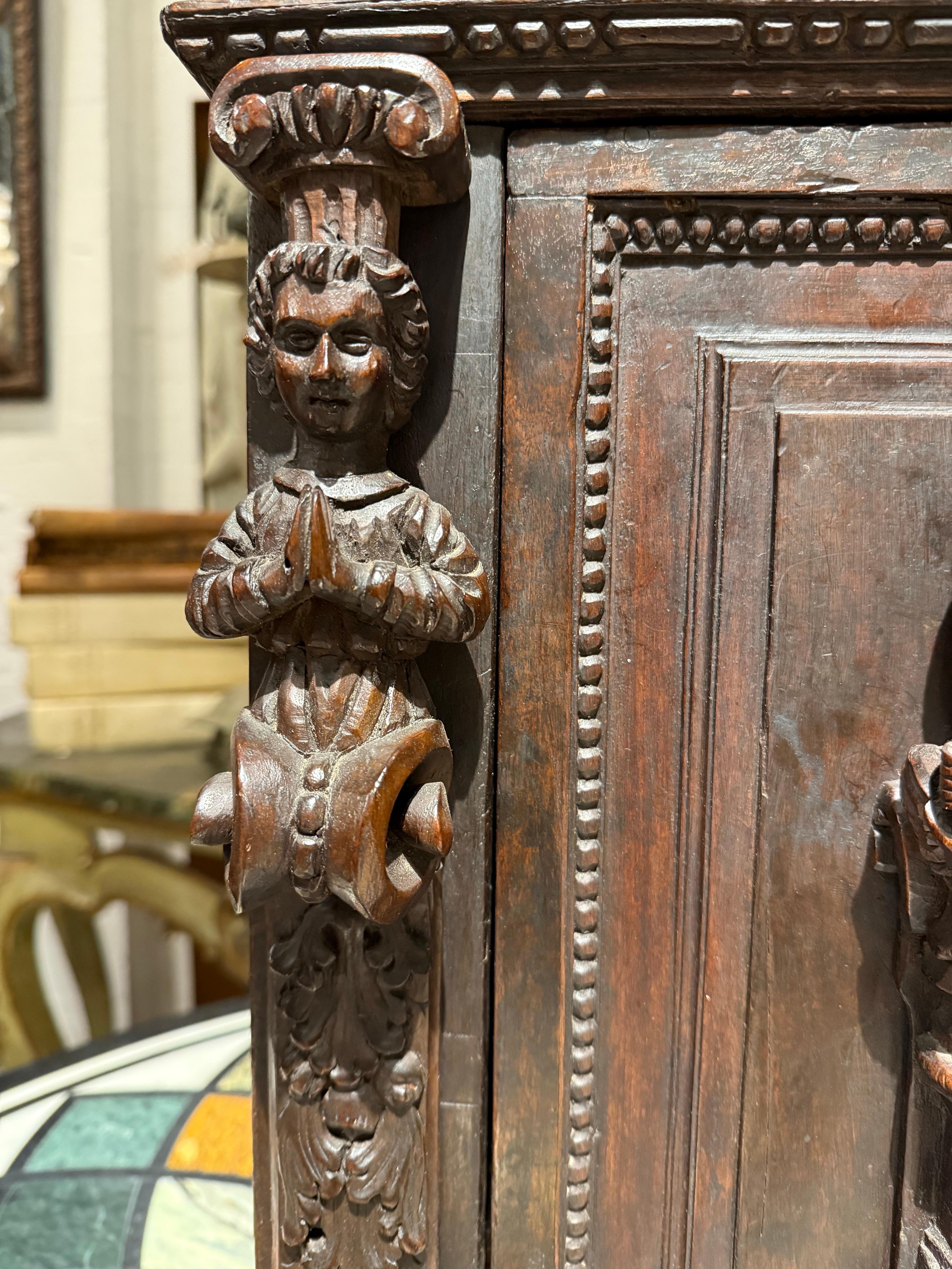 An Italian Renaissance Style Walnut Studiolo Cabinet, 17th Century For Sale 7