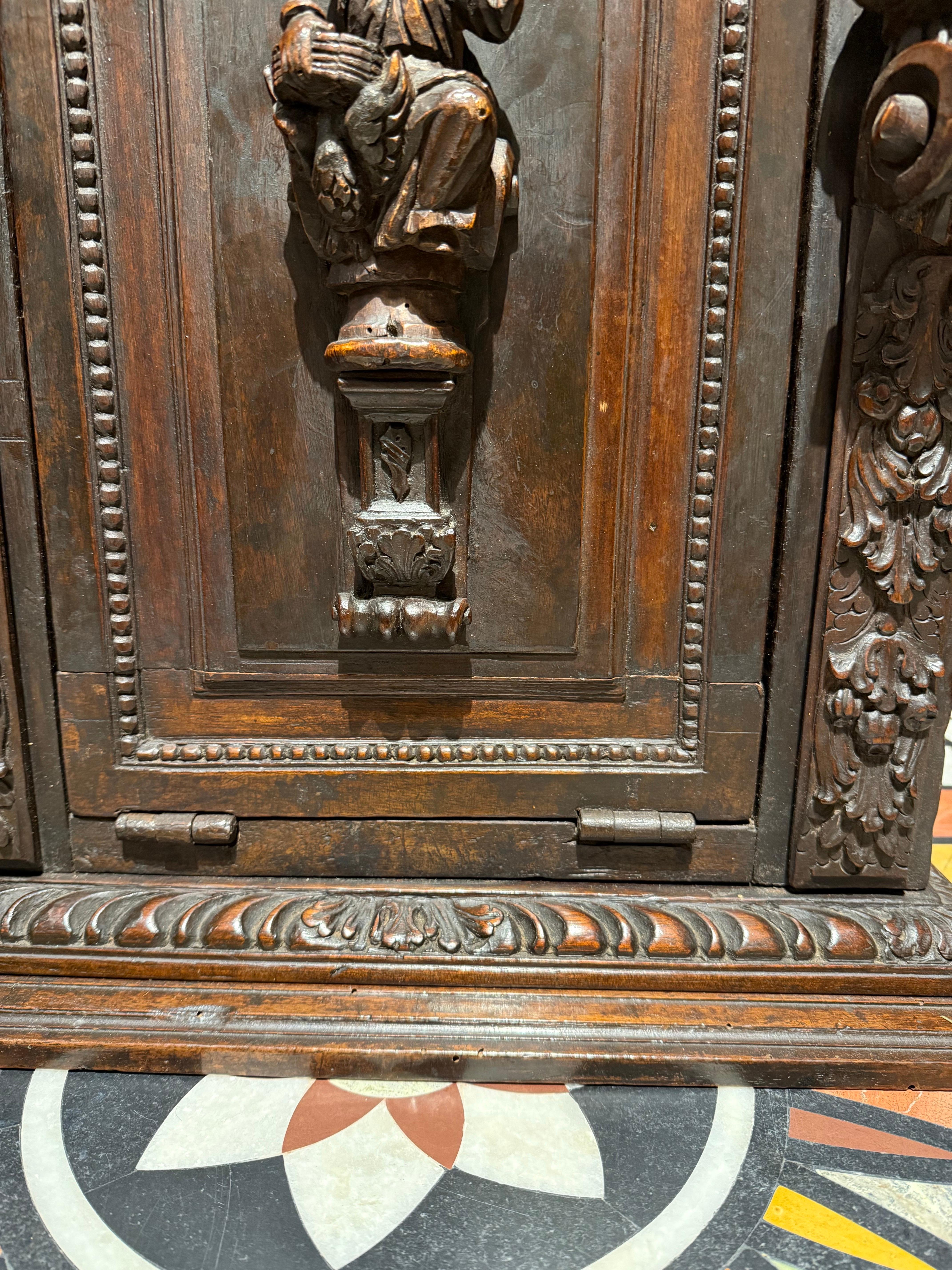 An Italian Renaissance Style Walnut Studiolo Cabinet, 17th Century For Sale 10