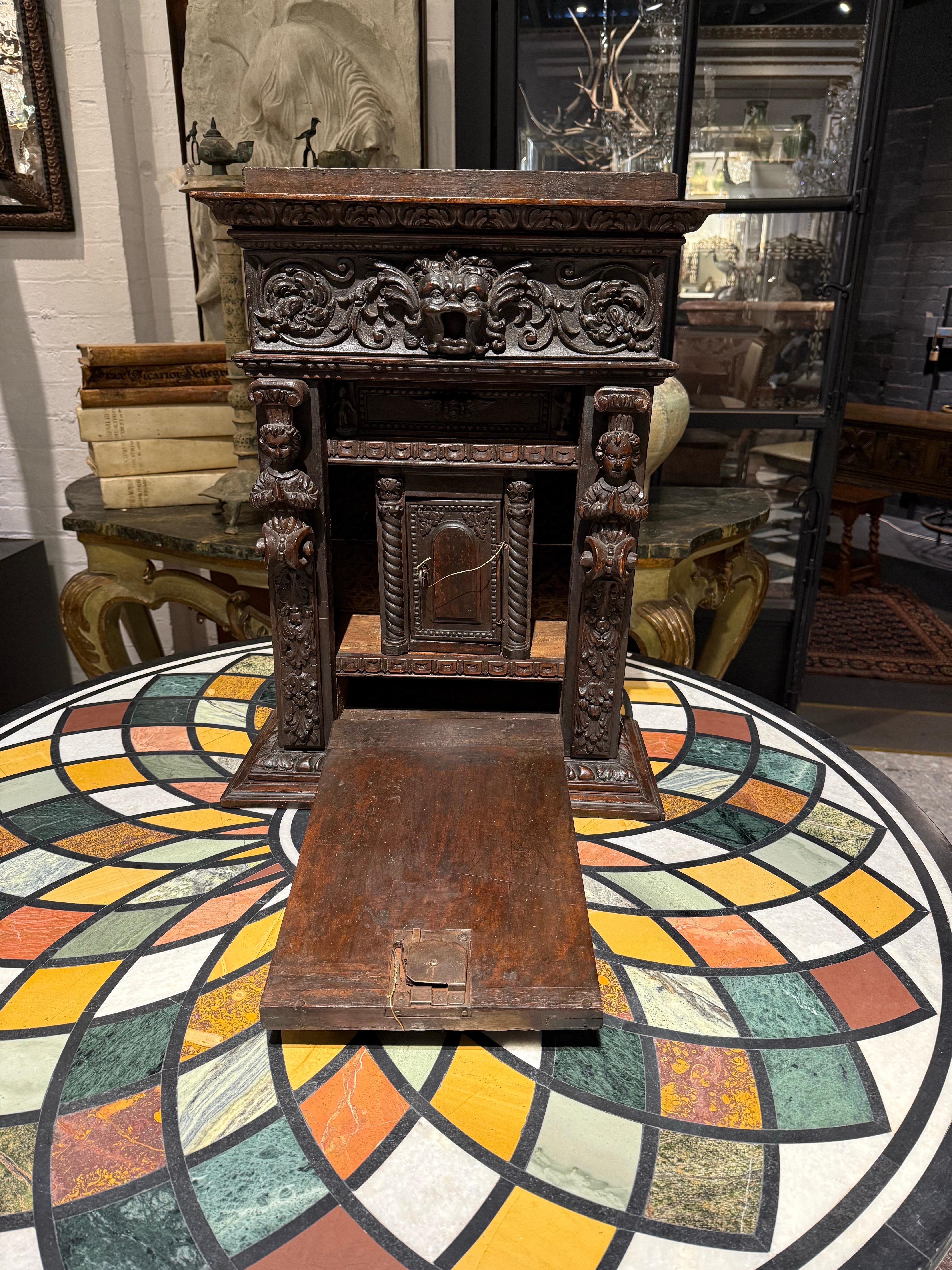 An Italian Renaissance Style Walnut Studiolo Cabinet, 17th Century For Sale 11