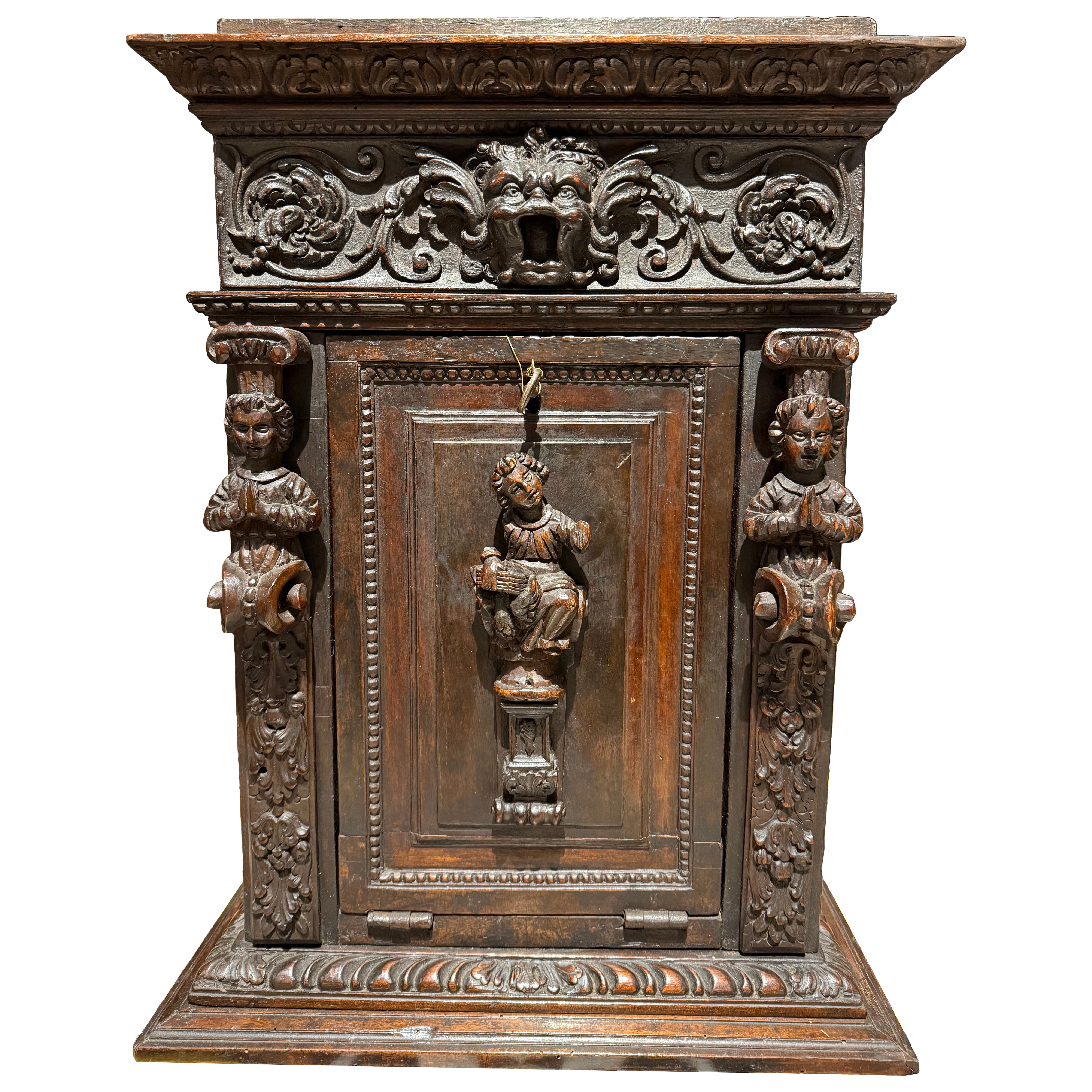 An Italian Renaissance Style Walnut Studiolo Cabinet, 17th Century For Sale