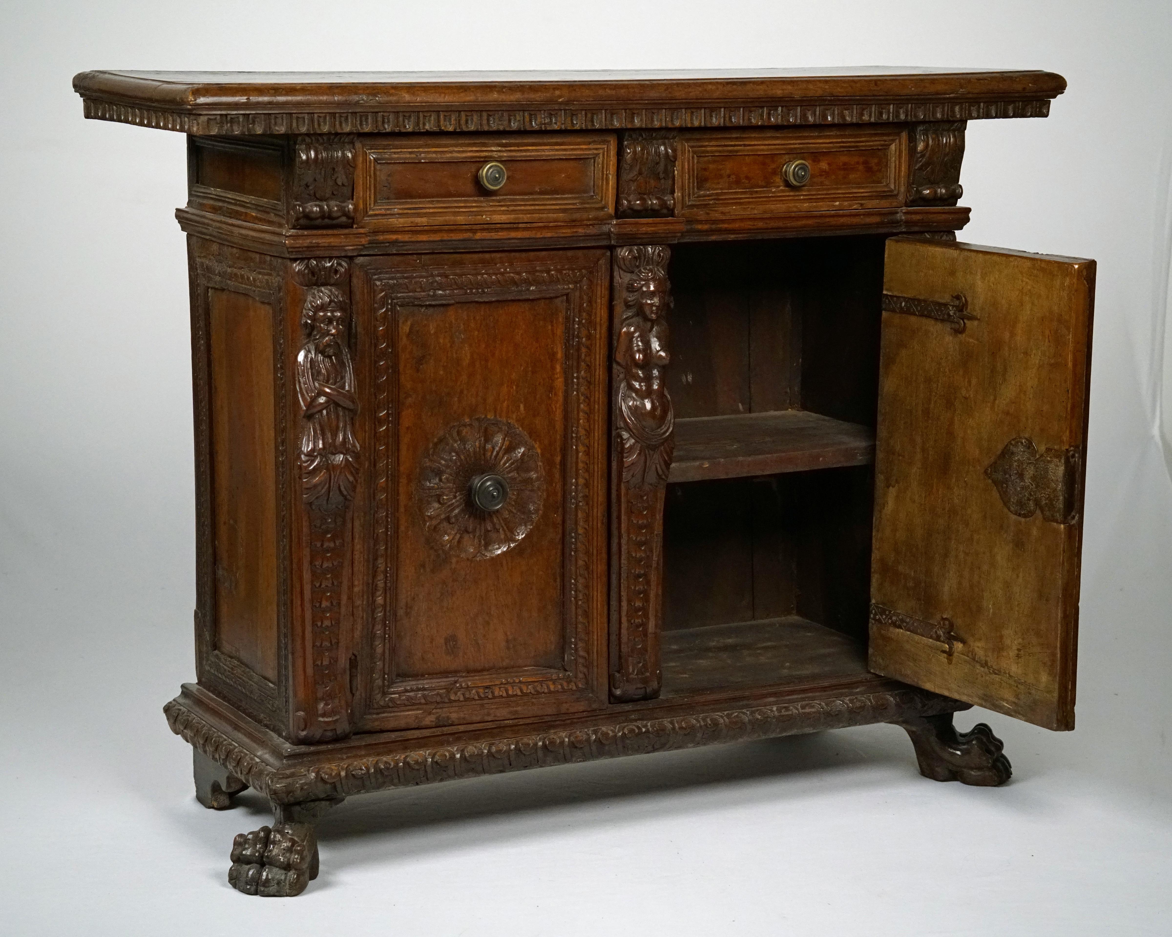 18th Century and Earlier An Italian Renaissance Walnut Credenza, 17th Century