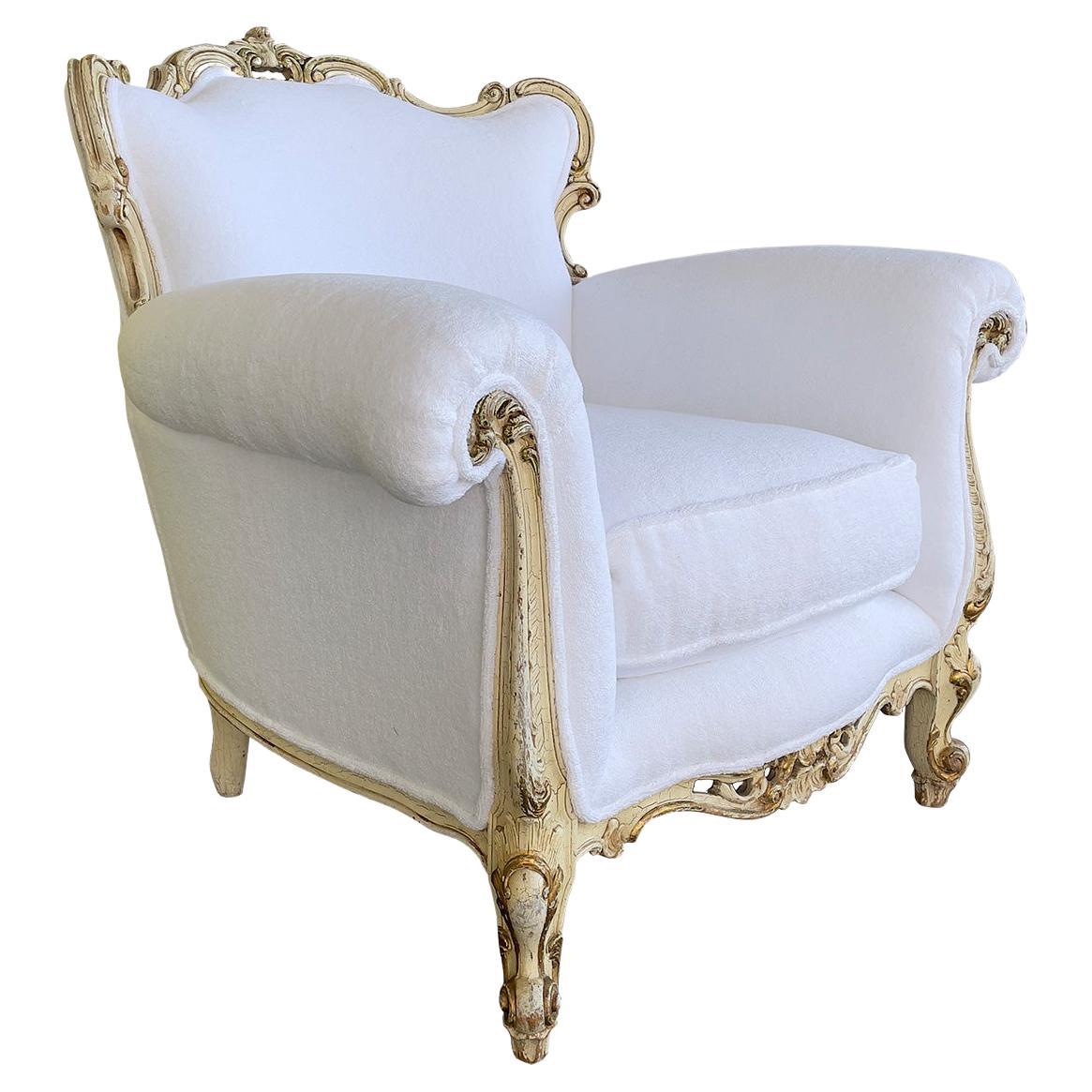Italian Rococo Parcel Gilt Armchair For Sale