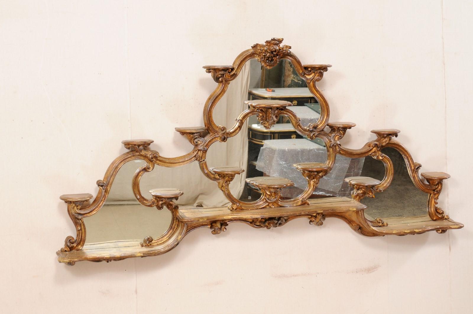 Italian Rococo Style Wall Étagère with Mirrored Back, 19th Century 5