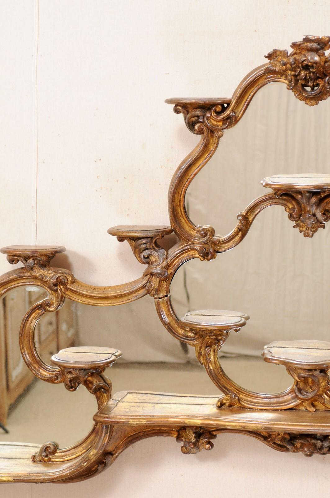 Italian Rococo Style Wall Étagère with Mirrored Back, 19th Century 1