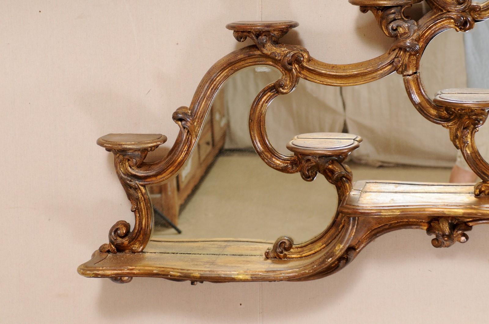 Italian Rococo Style Wall Étagère with Mirrored Back, 19th Century 2