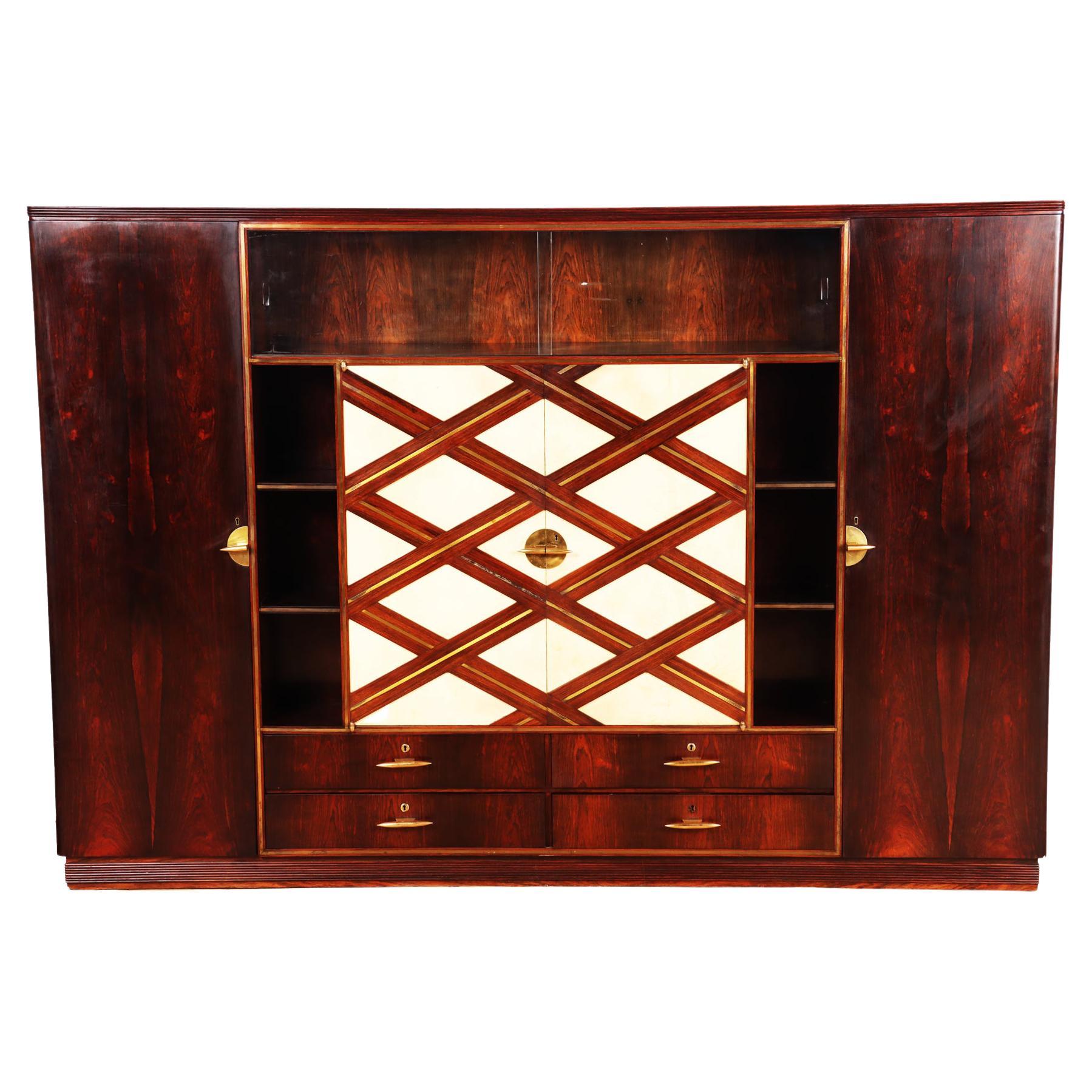 Italian Rosewood and Parchment Cabinet by Paolo Buffa circa 1940 For Sale