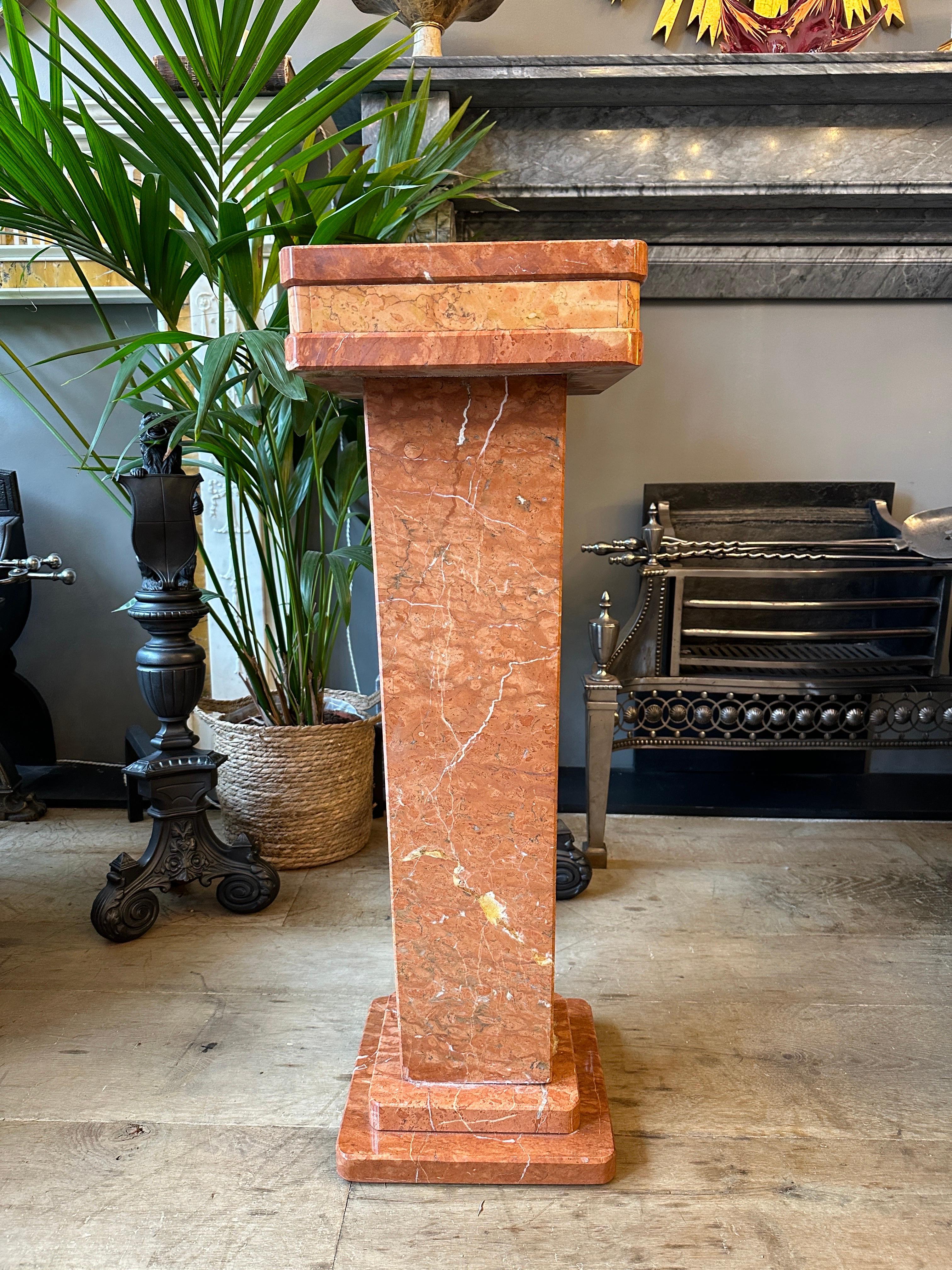 Carved An Italian Rossa Verona Marble Pedestal  For Sale