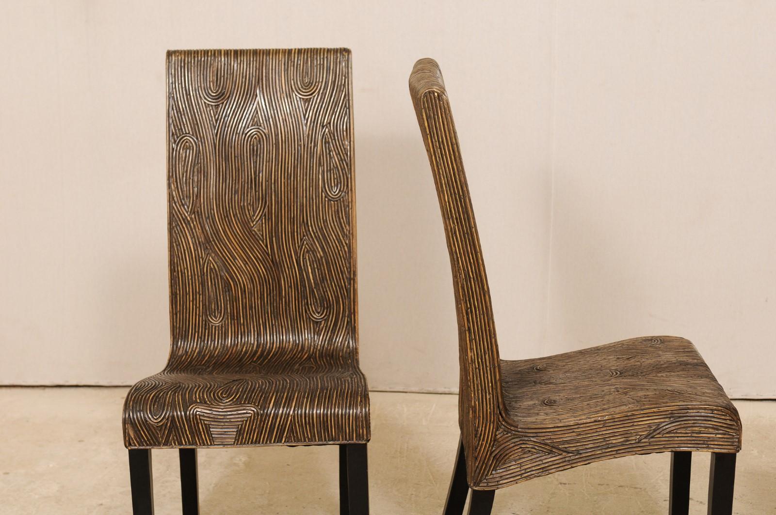 Juego de 4 sillas auxiliares de caña doblada de estilo moderno orgánico, fabricadas por un artesano italiano en Bueno estado para la venta en Atlanta, GA