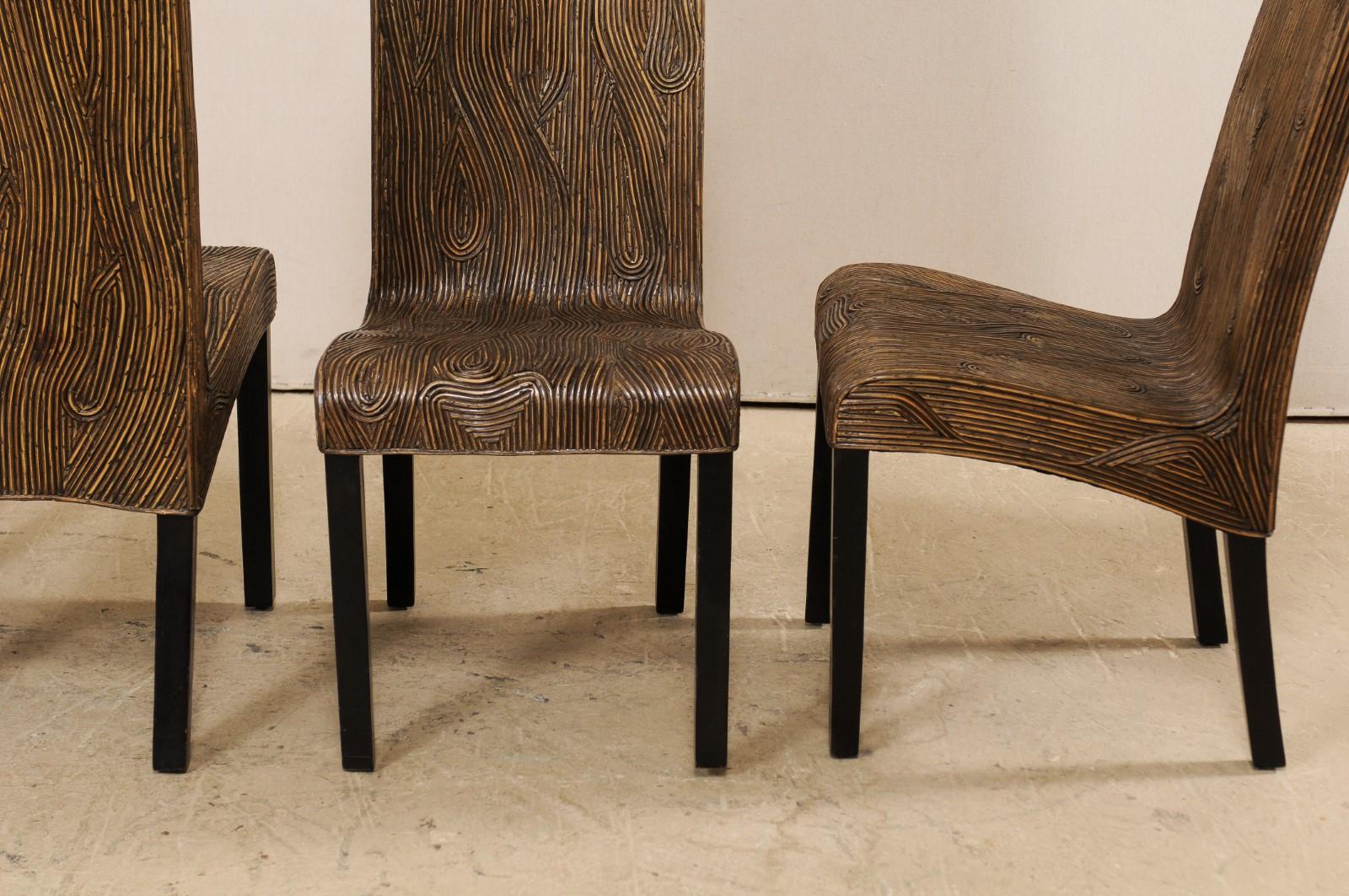Italian Set of 4 Modern Designed, Artisan Created, Bent Reed Side Chairs For Sale 3