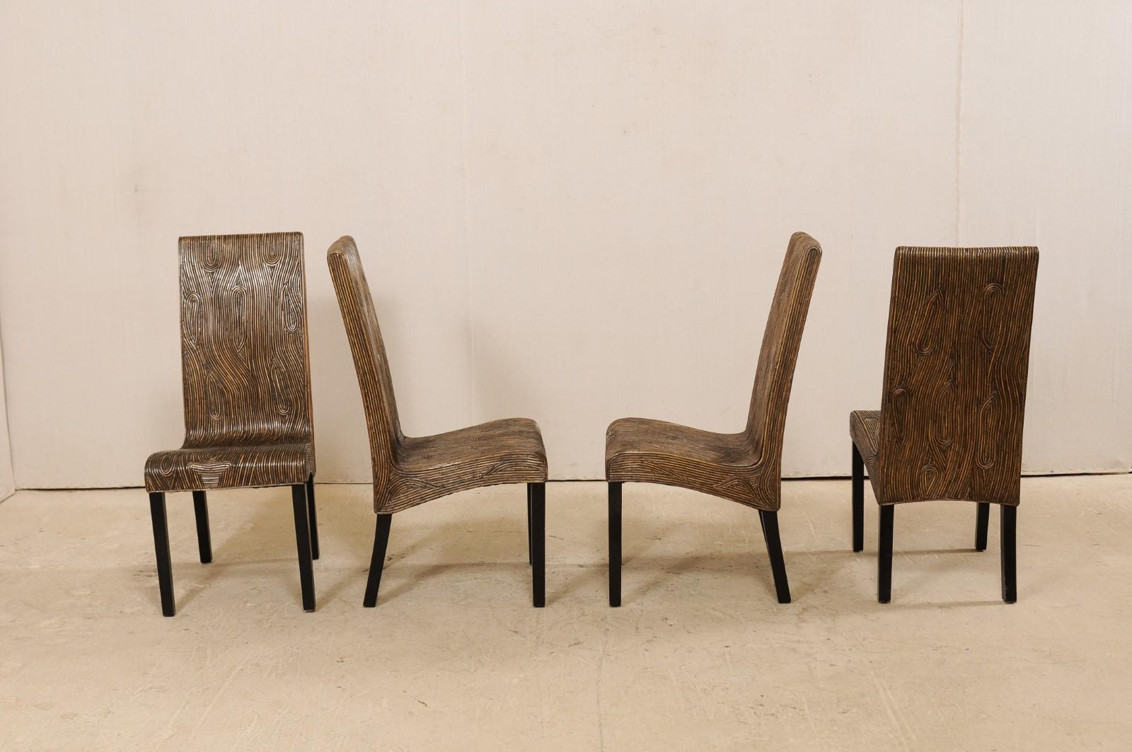 Italian Set of 4 Modern Designed, Artisan Created, Bent Reed Side Chairs For Sale 4