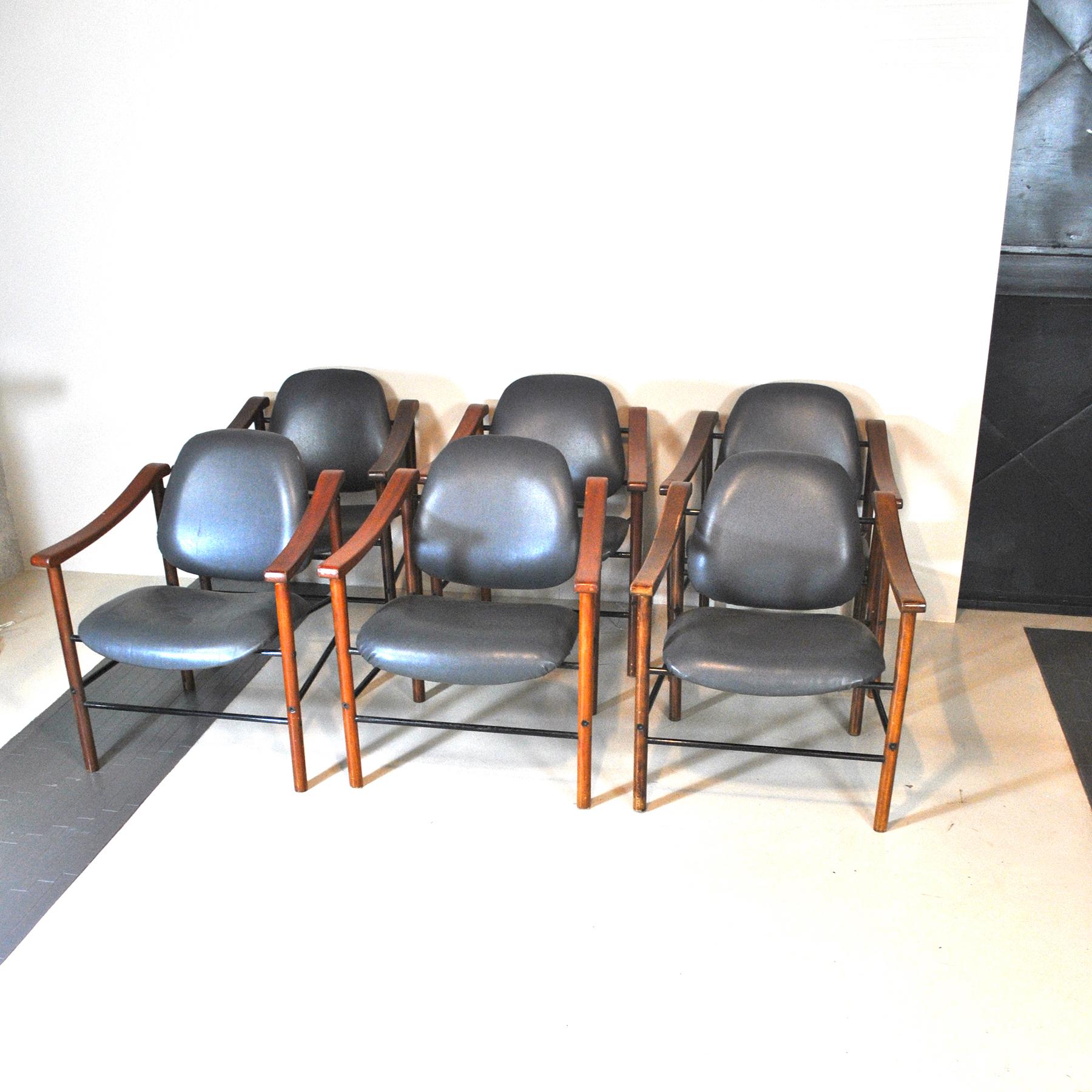 Italian Set of of two Little Ministerial Armchairs Midcentury, 1960s For Sale 4