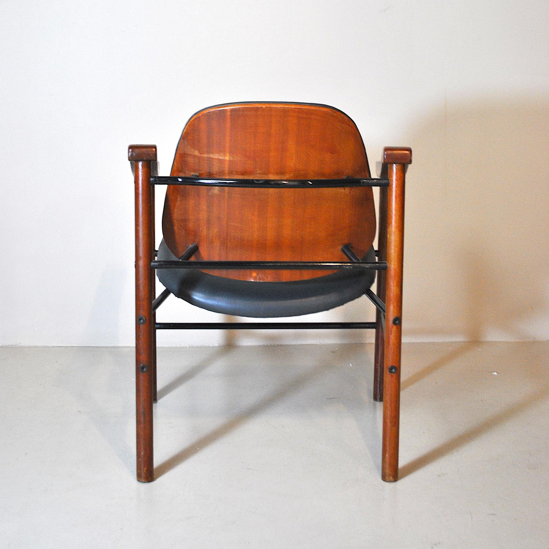 Wood Italian Set of of two Little Ministerial Armchairs Midcentury, 1960s For Sale