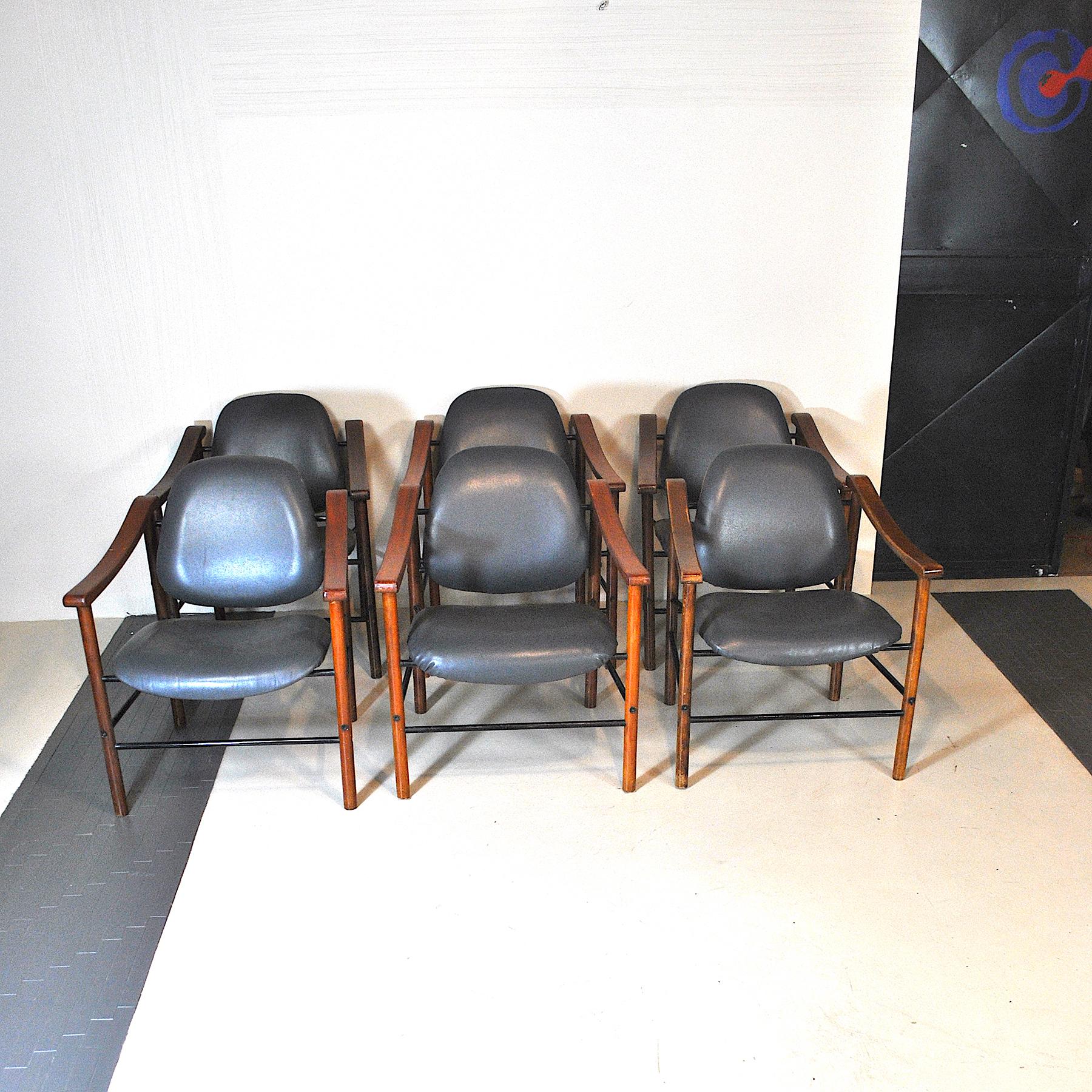 Italian Set of of two Little Ministerial Armchairs Midcentury, 1960s For Sale 3