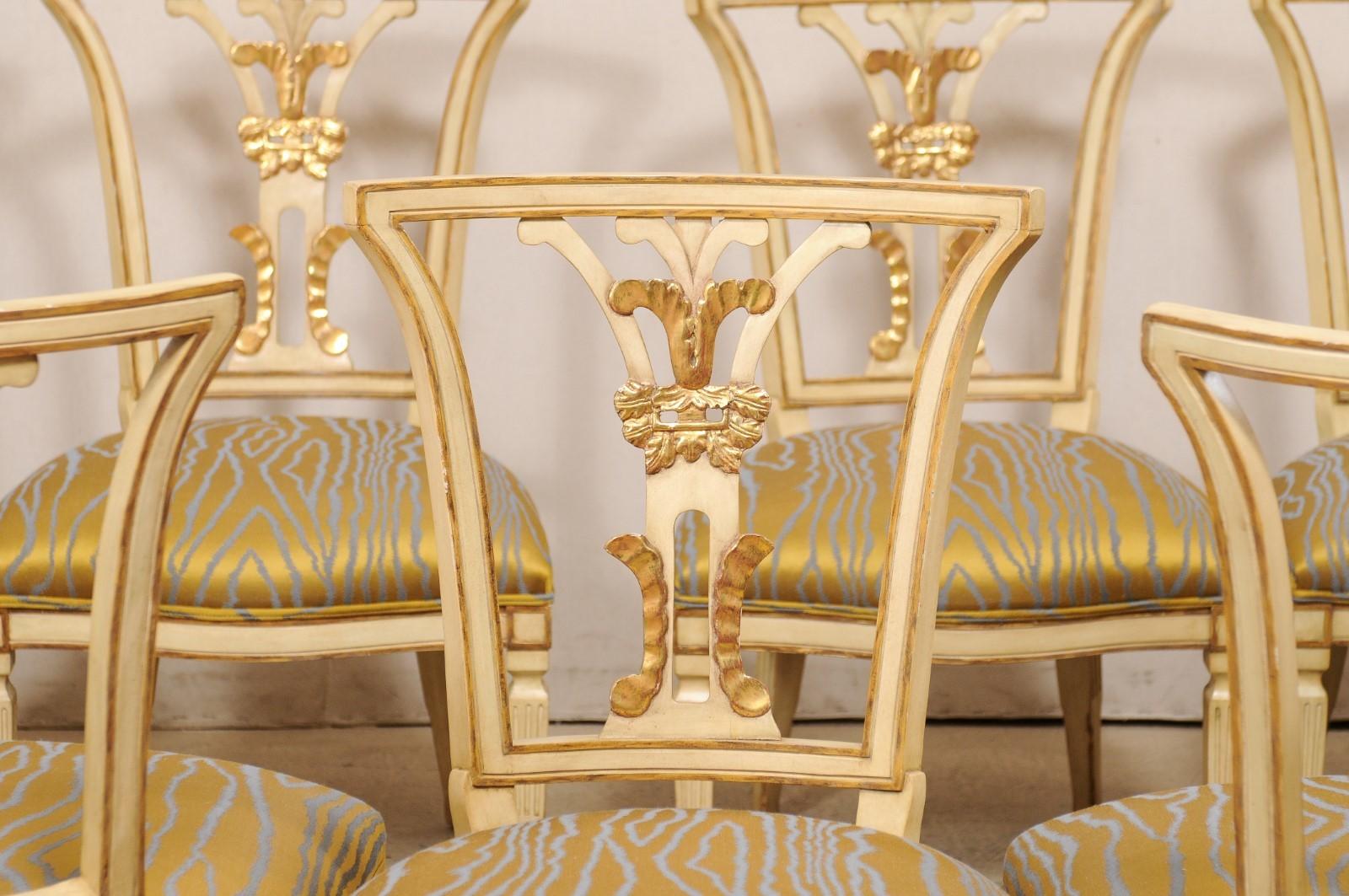 Italian Set of Ten Dining Chairs W/ Front and Backs Carved & W/Original Gilt 2