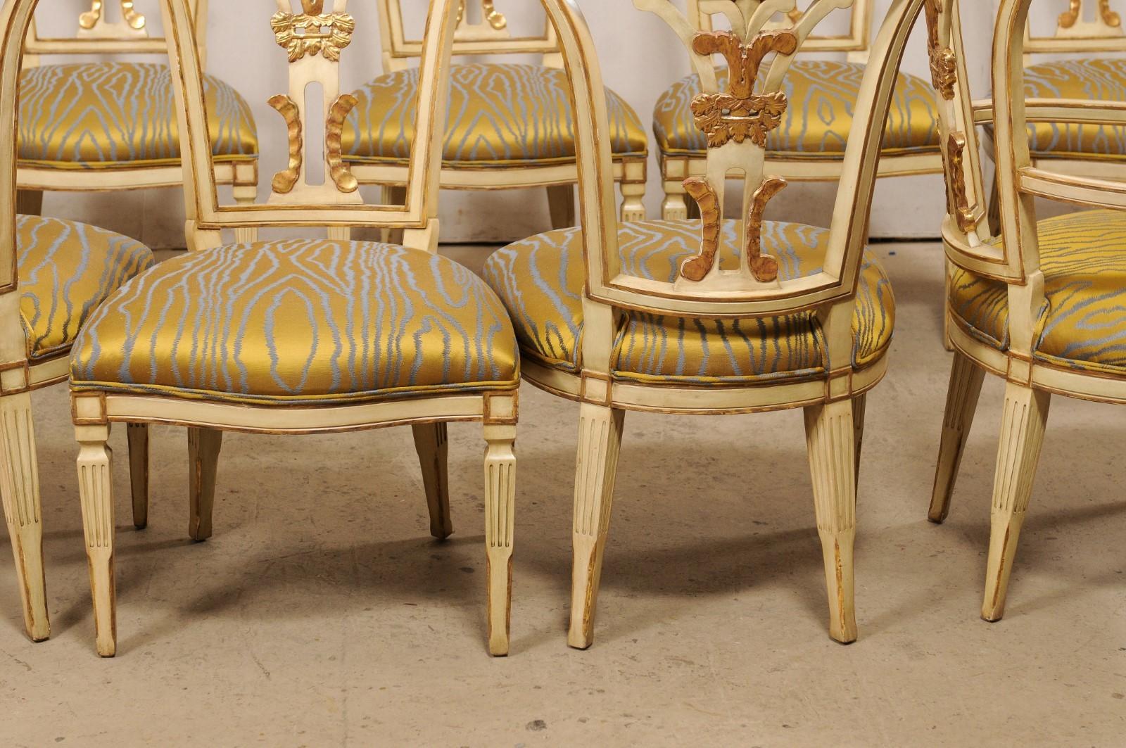 Italian Set of Ten Dining Chairs W/ Front and Backs Carved & W/Original Gilt 3