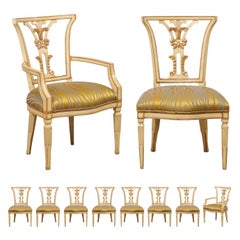 Italian Set of Ten Dining Chairs W/ Front and Backs Carved & W/Original Gilt