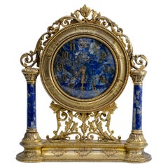 Antique Italian Silver-Gilt and Lapis Lazuli Clock, Circa 1930