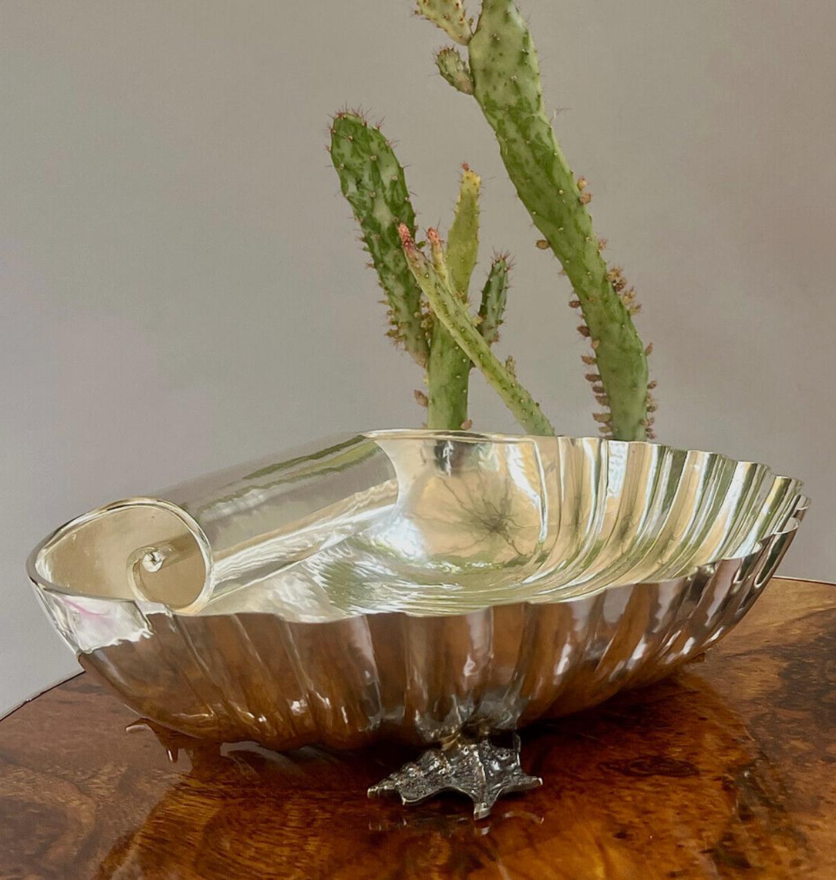 Centro de mesa italiano de plata en forma de concha de Buccellati, S. XX en venta 1