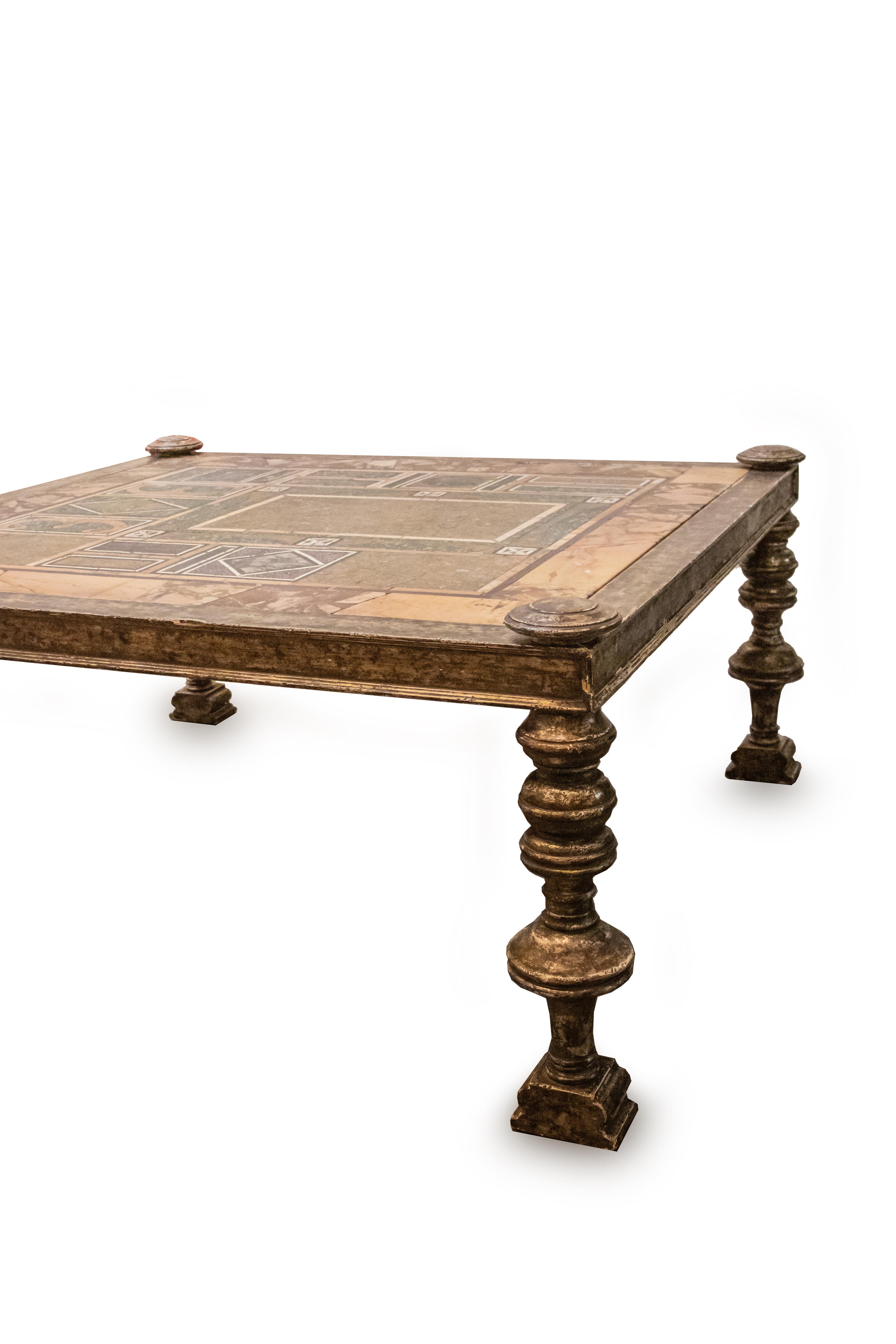 Brutalisme Table d'appoint italienne en marbre et bois argenté par Claudio Romei en vente