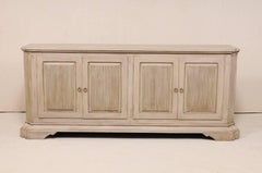 Italian Style Vintage Soft Grey Colored Painted Wood Buffet Sideboard