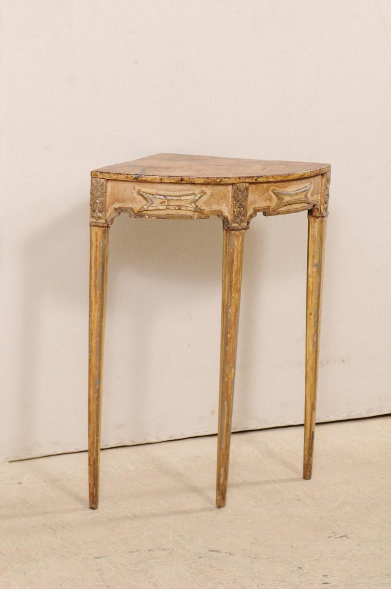 Italian ThreeLegged Corner Table with Faux Marble Painted Top, Mid