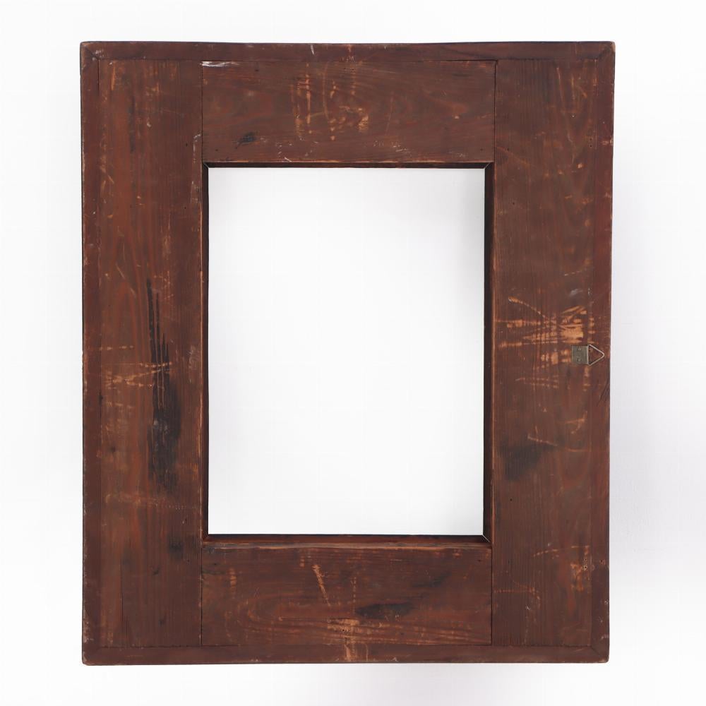 This frame has ripple carvings and inlaid panels and is in very nice condition and ready to be enjoyed. Interior: 16.25
