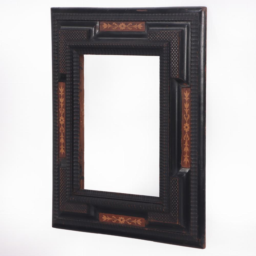 Dutch partial ebonized and inlaid picture frame or mirror frame C 1850. In Good Condition In Philadelphia, PA