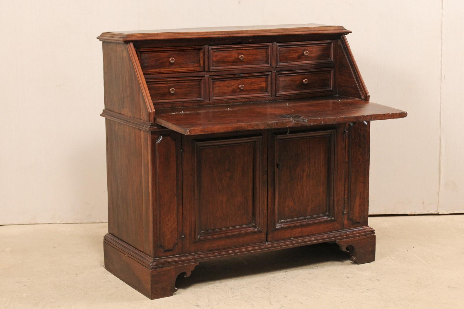 Italian Walnut Secretary Cabinet from the 18th Century 1