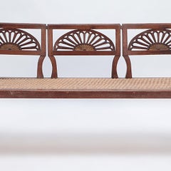 Italian Walnut Sofa with Cord Seat Cutout Design, circa 1800