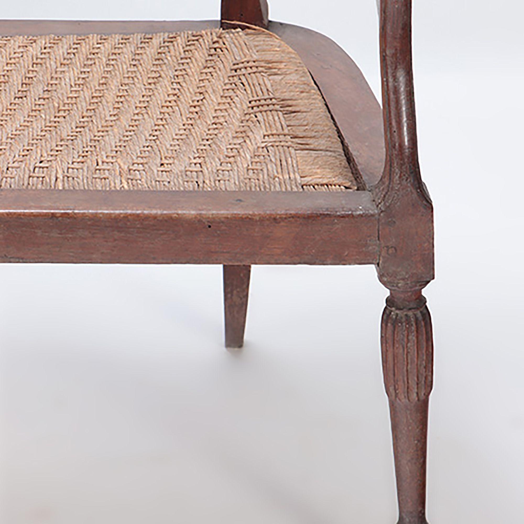 Italian Walnut Sofa with Cord Seat Cutout Design, circa 1800 For Sale 1