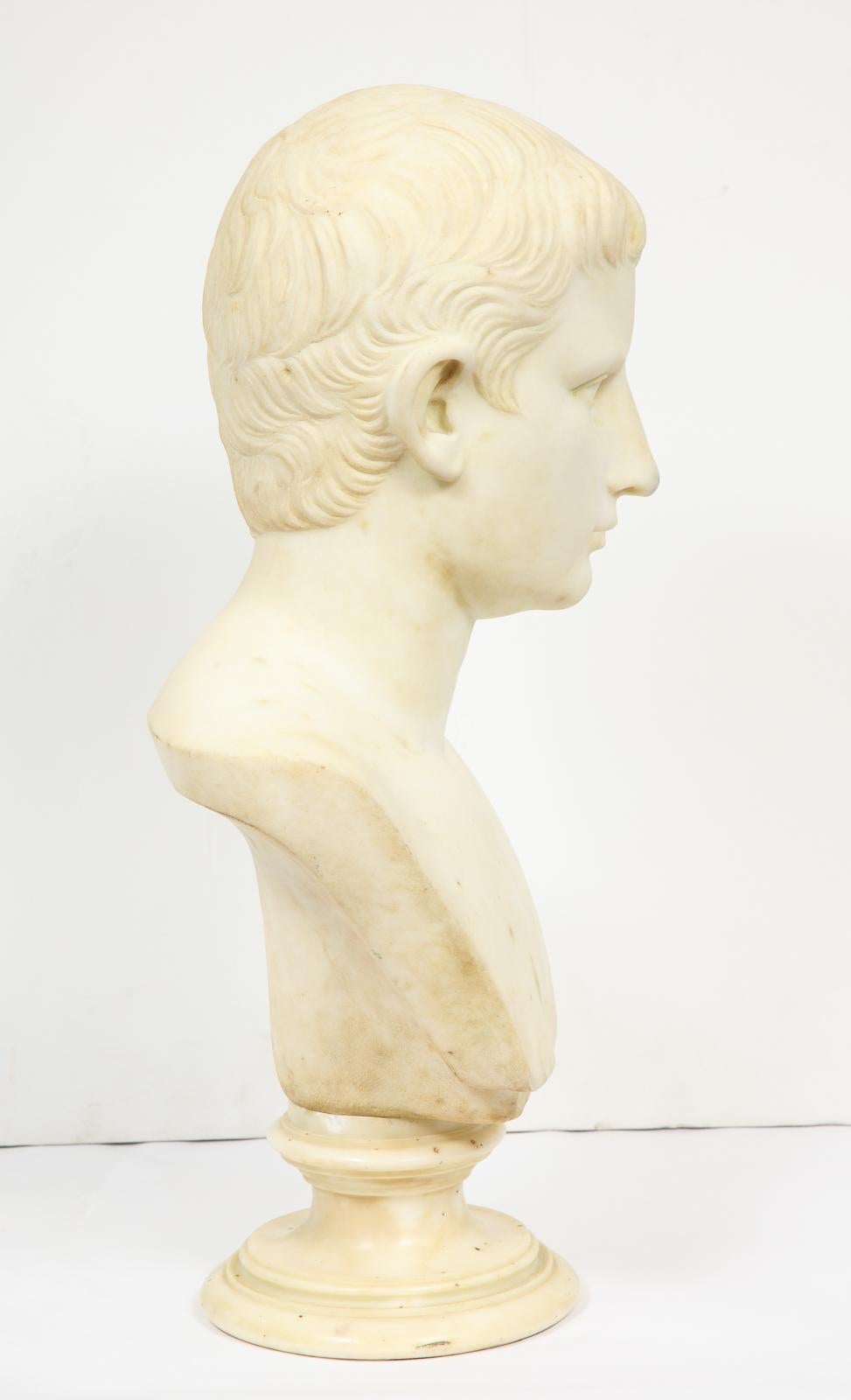 Italian White Marble Figural Bust of Augustus Caesar, Rome, circa 1875 8