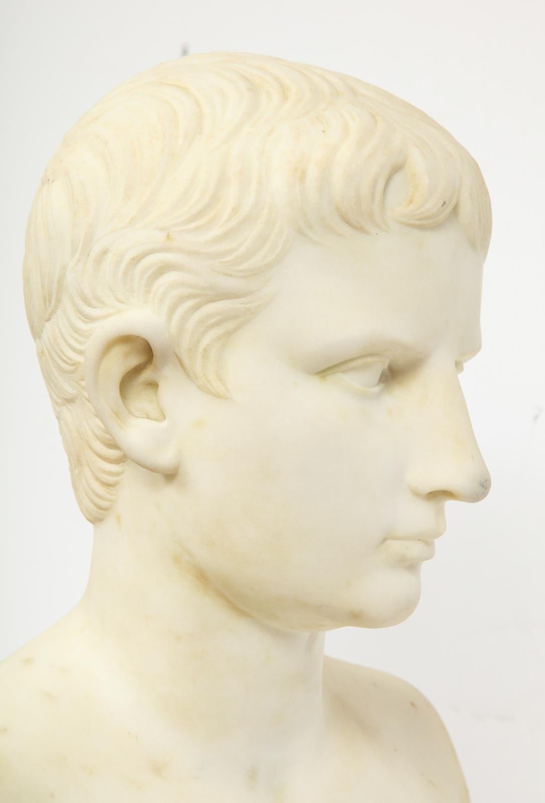 Italian White Marble Figural Bust of Augustus Caesar, Rome, circa 1875 9