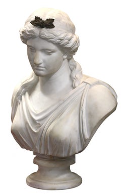 Italian White Marble Portrait Bust of a Lady