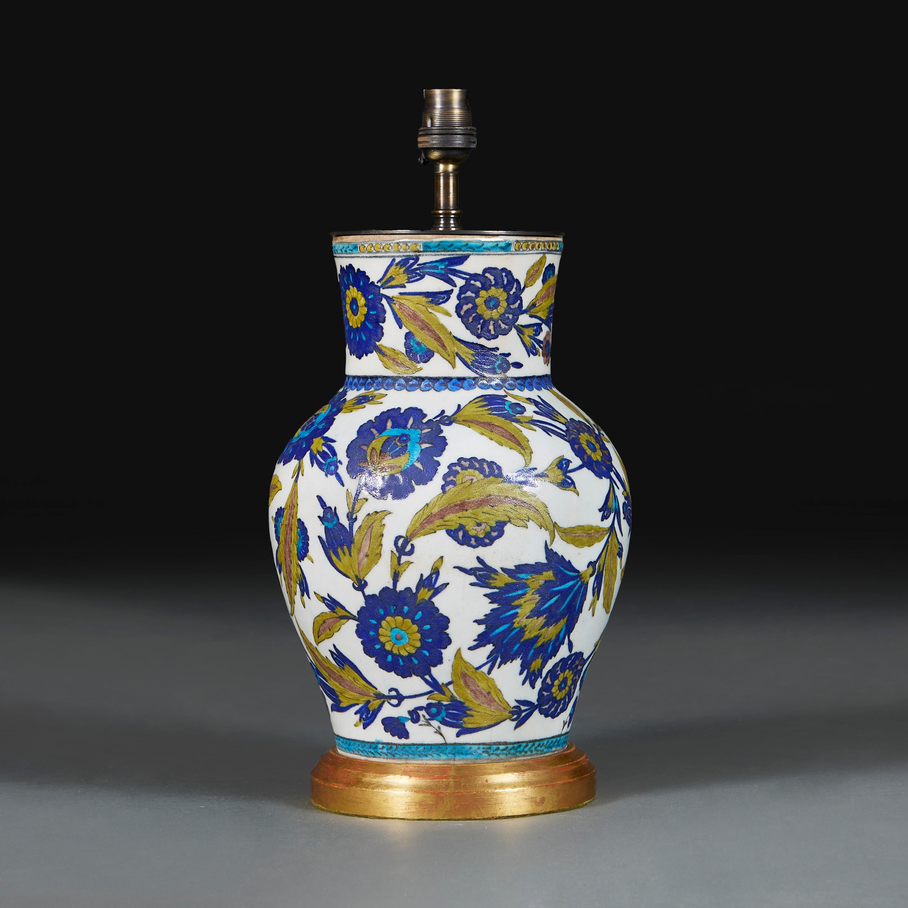 Italian An Iznik Style Vase Lamp For Sale