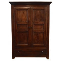 Used Louis Philippe Solid Walnut Armoire Wardrobe with a Single Draw