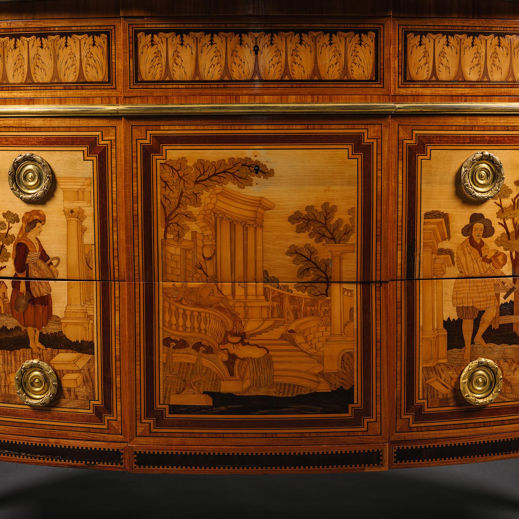 Marqueterie Commodo intarsiato in stile Louis XVI di Paul Sormani in vendita