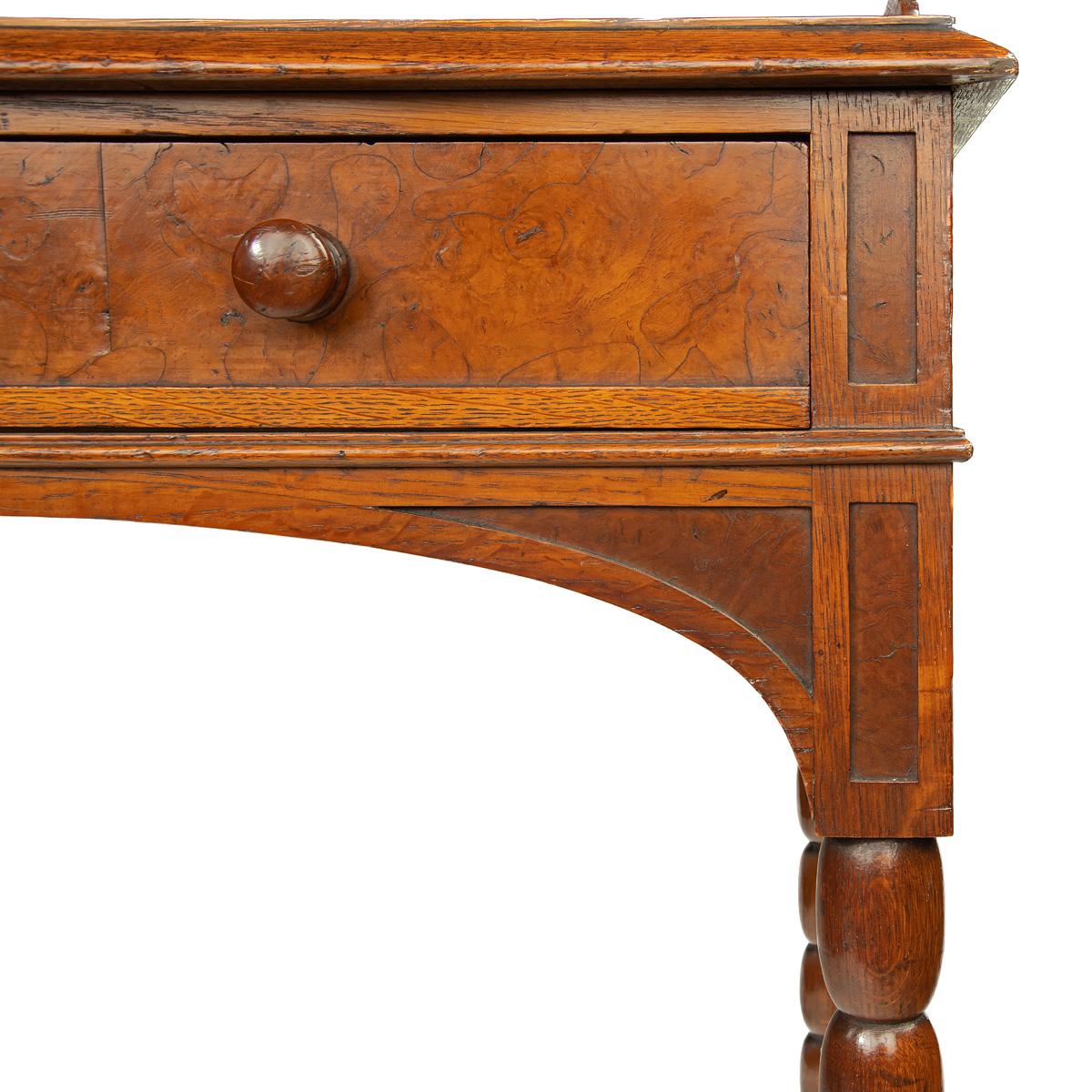 An oak and pollard oak writing table attributed to George Bullock with designs b For Sale 3