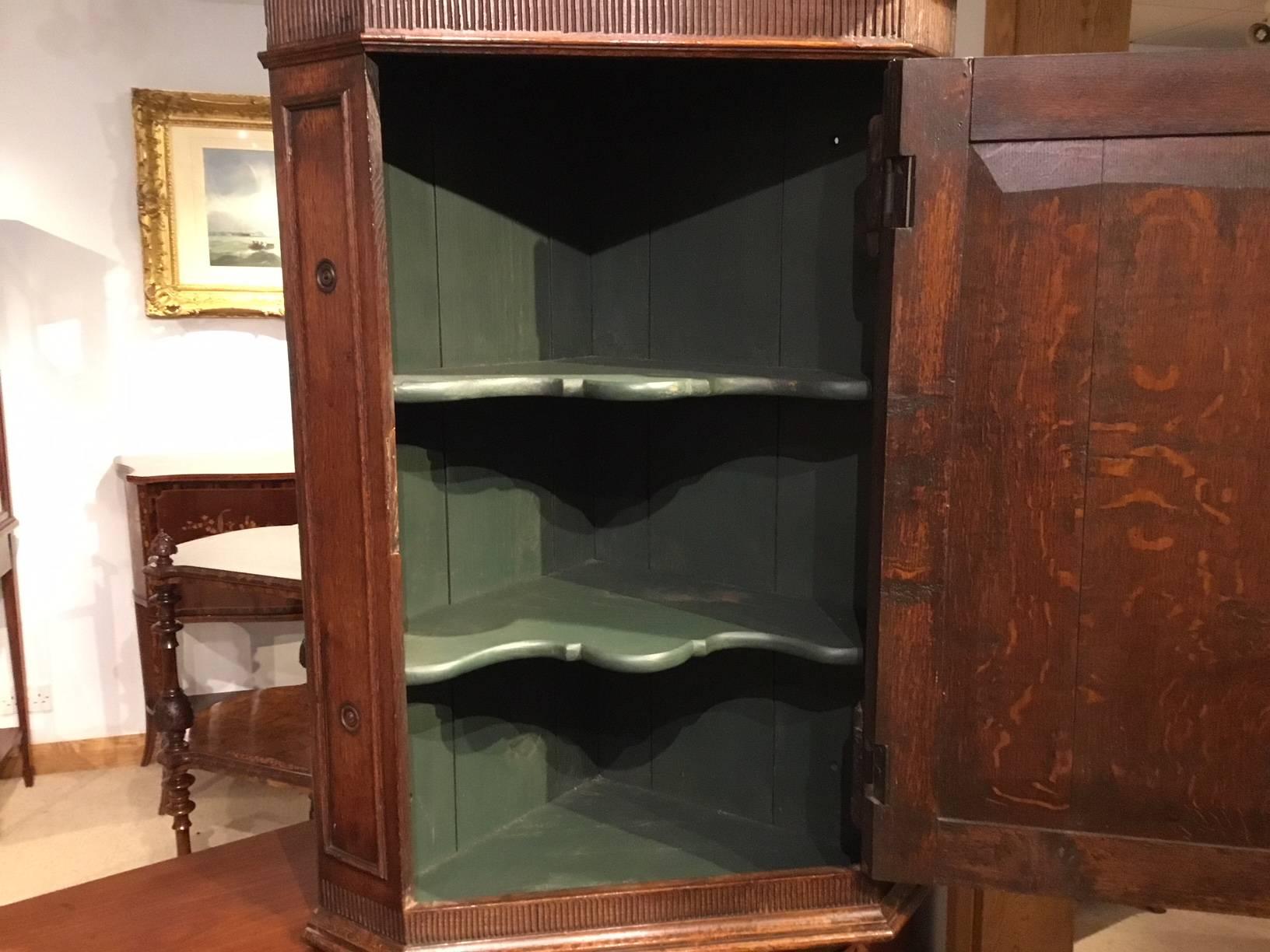 Late 18th Century Oak George III Period Antique Corner Cupboard
