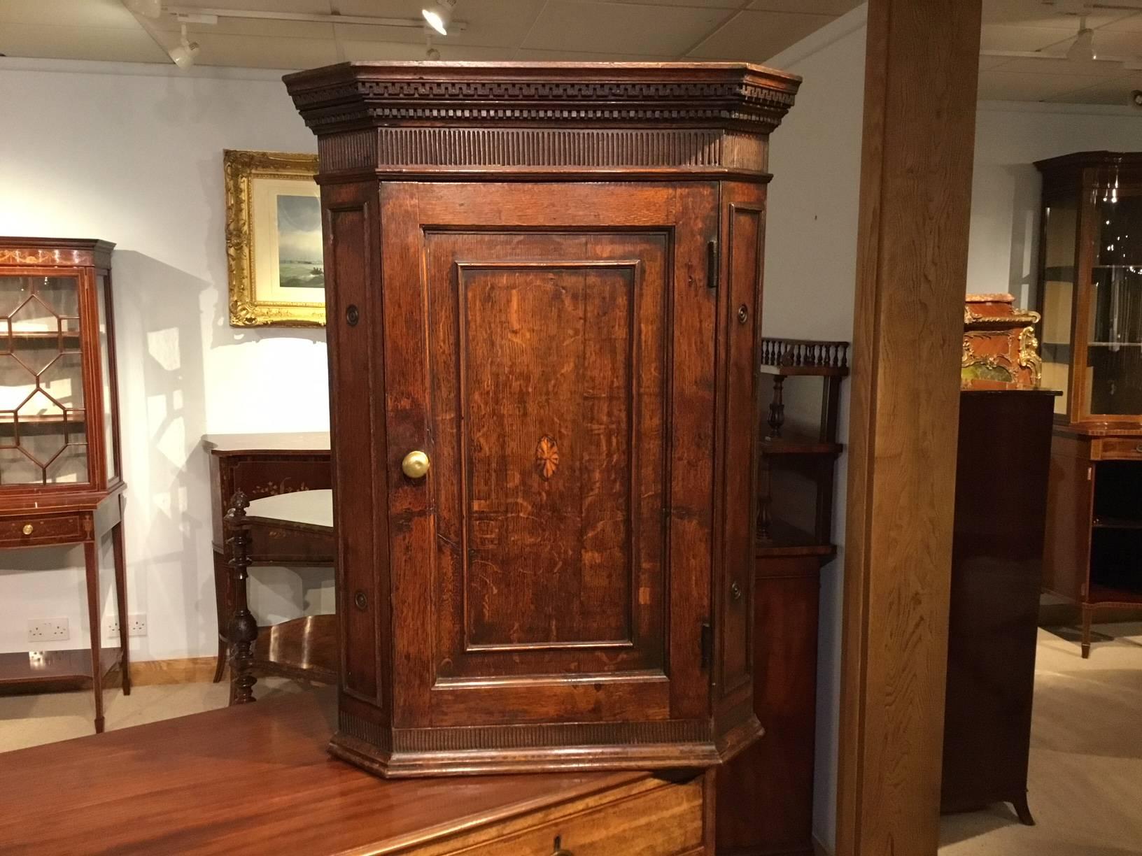 Oak George III Period Antique Corner Cupboard 1