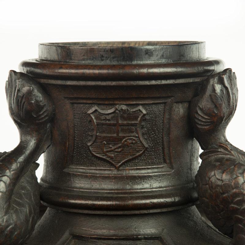 Mid-19th Century An oak inkwell carved from Lutine timber, dated 1799 For Sale